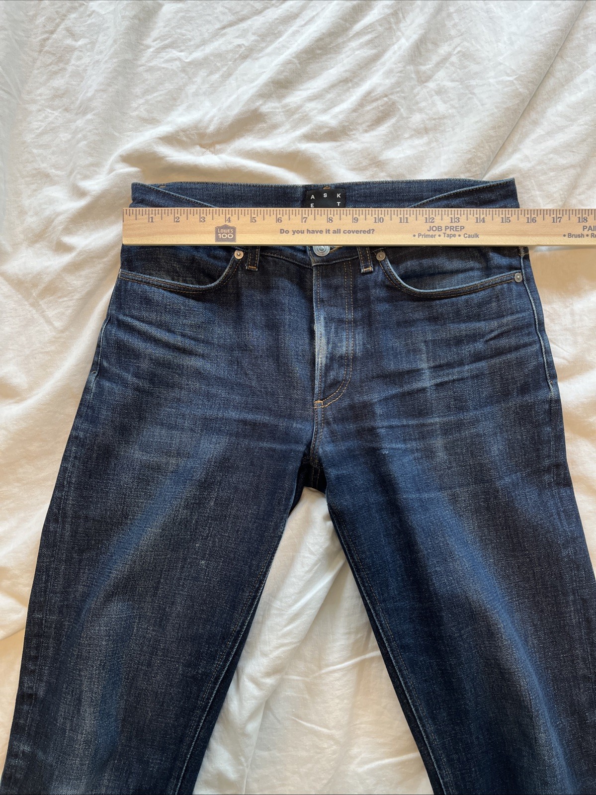Asket Raw Denim Jeans – 31×34 (Fits 32×29 Cuffed) – Dark – 100% Organic Cotton