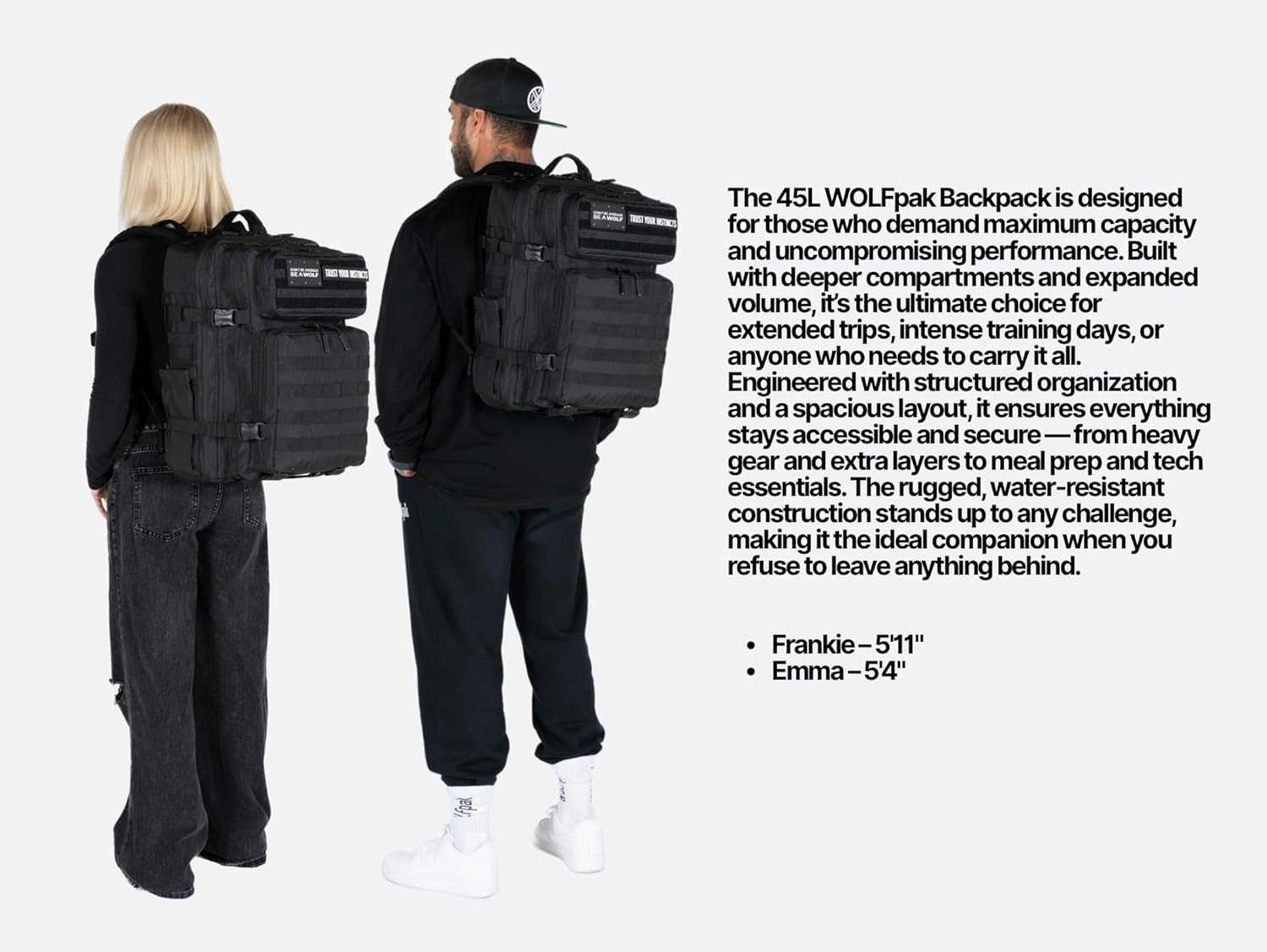 Wolfpak 45L Athletic Gym Backpack – Durable 1000D Waterproof Oxford Material wit
