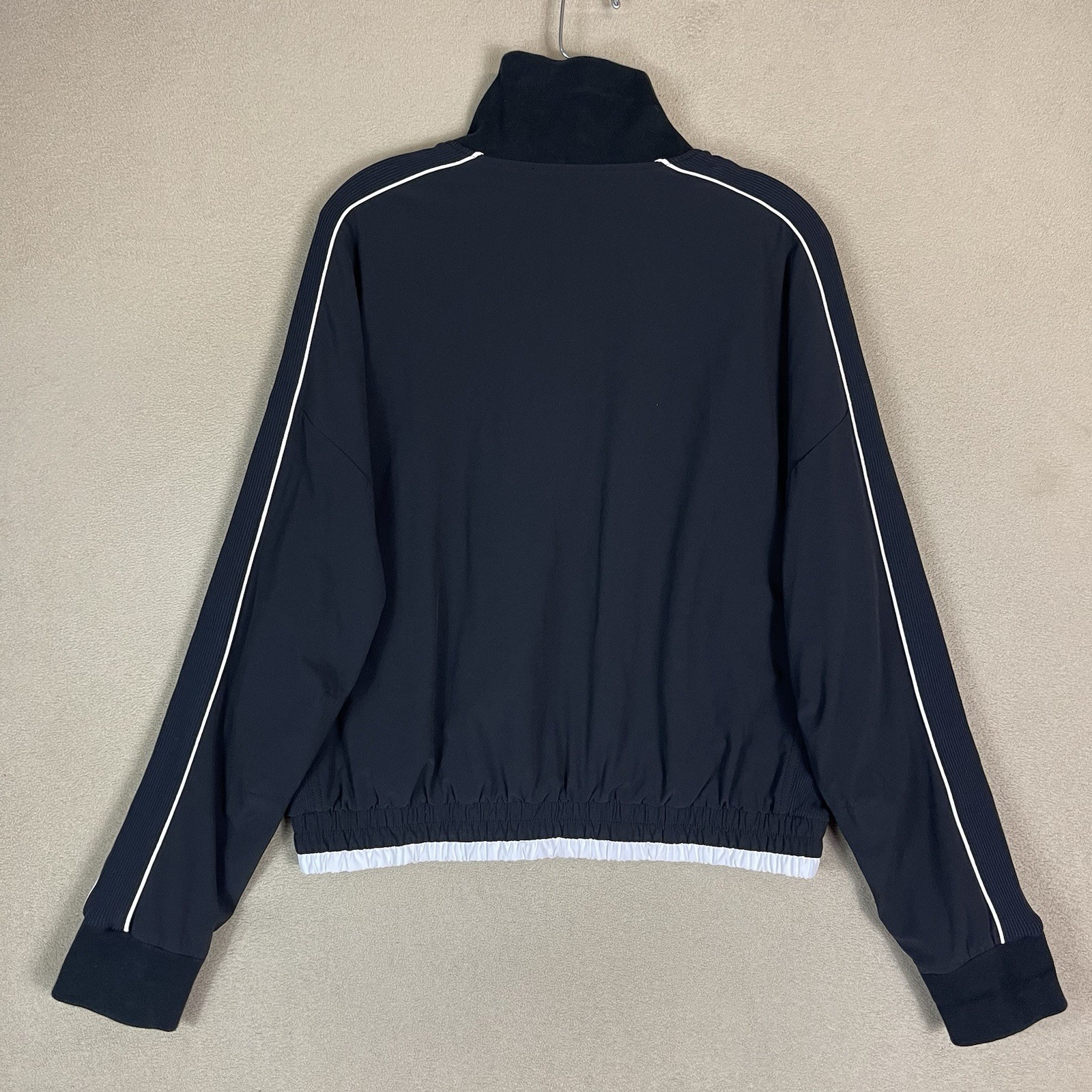 Athleta Jacket Womens M Black Brooklyn Track Full Zip Bomber Athletic High Neck
