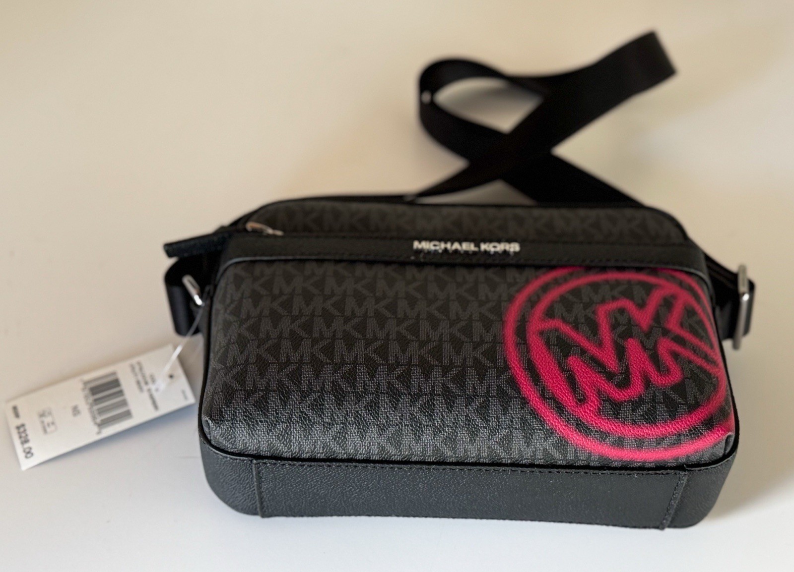 Michael Kors Cooper Utility Crossbody Flight Bag MK Black/Dark Raspberry