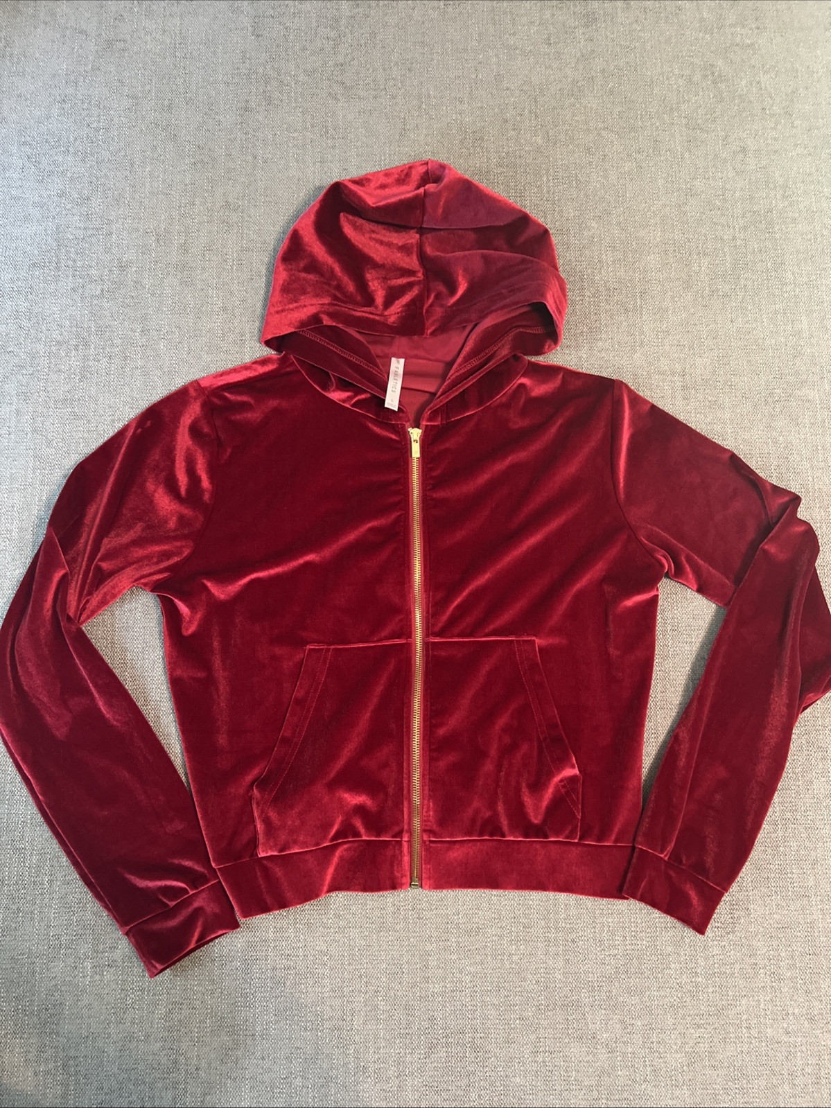 Fabletics Vanessa Hudgens Velour Donna ZipUp Hoodie Cherry Burst Red Womens SM