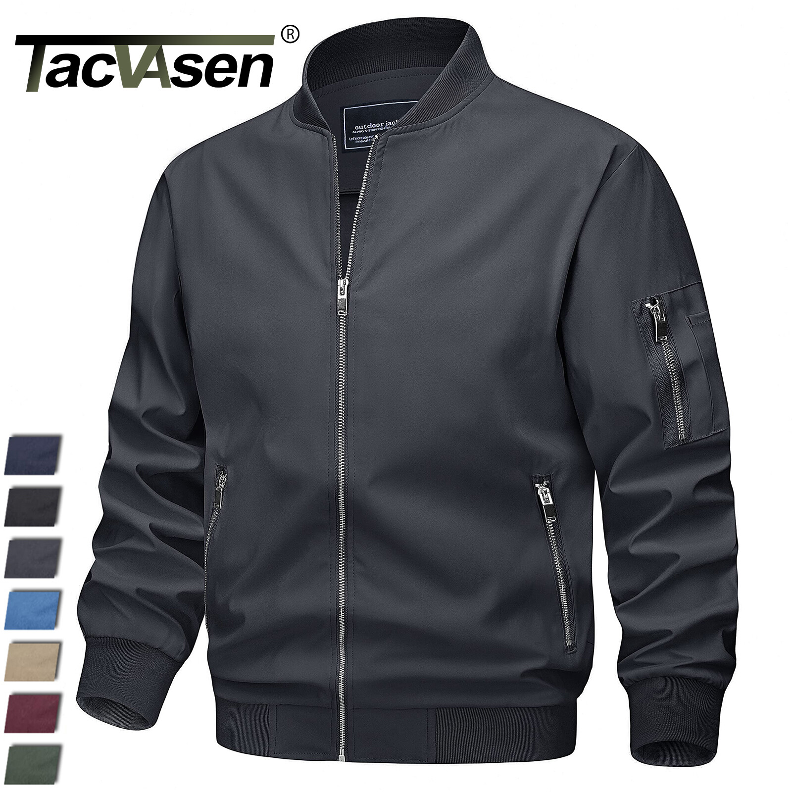 Men’s Lightweight Bomber Jacket Causal Spring Fall Windbreaker Full Zip Outwear