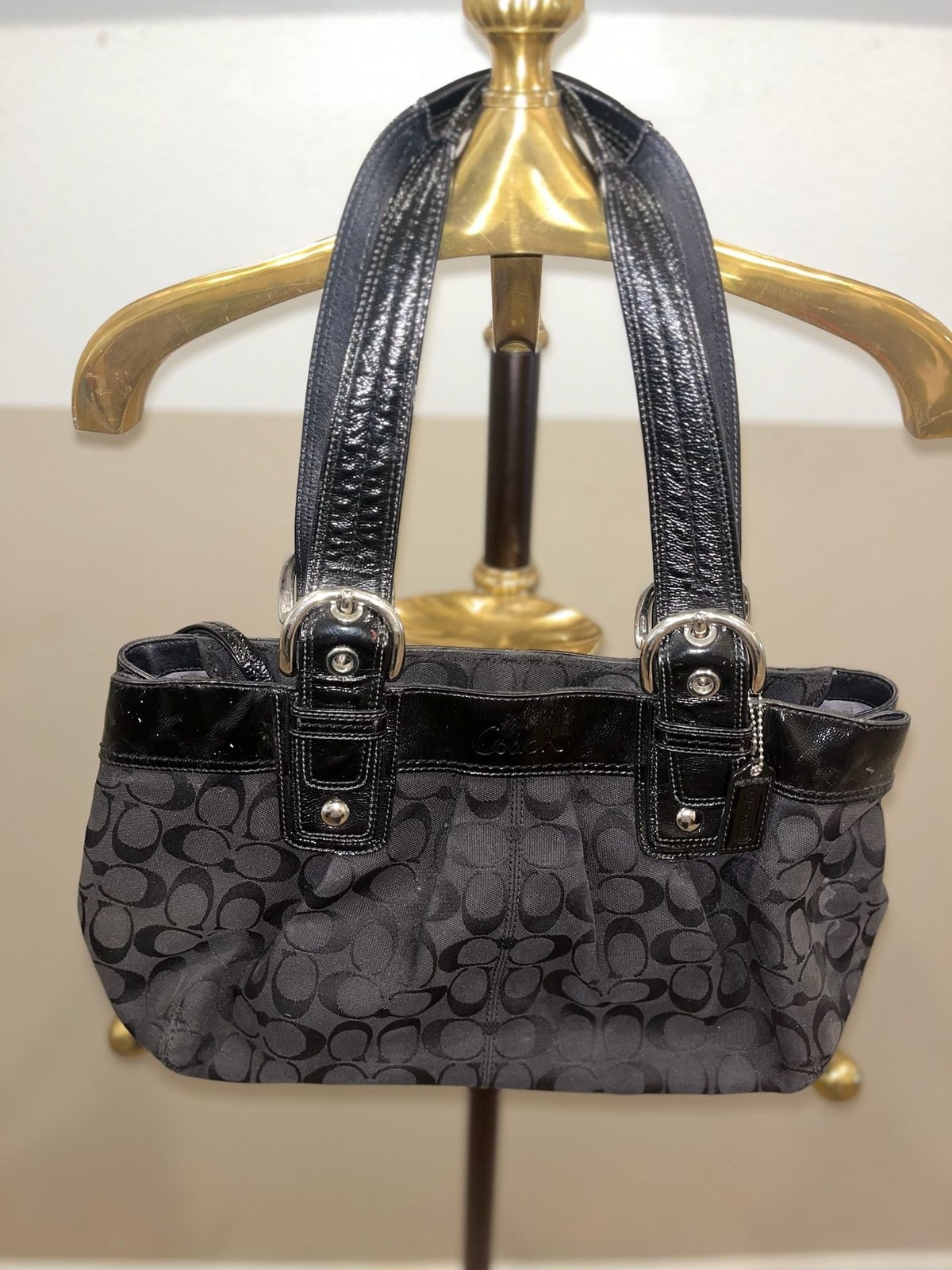 Coach Signature Black Monogram Tote Bag