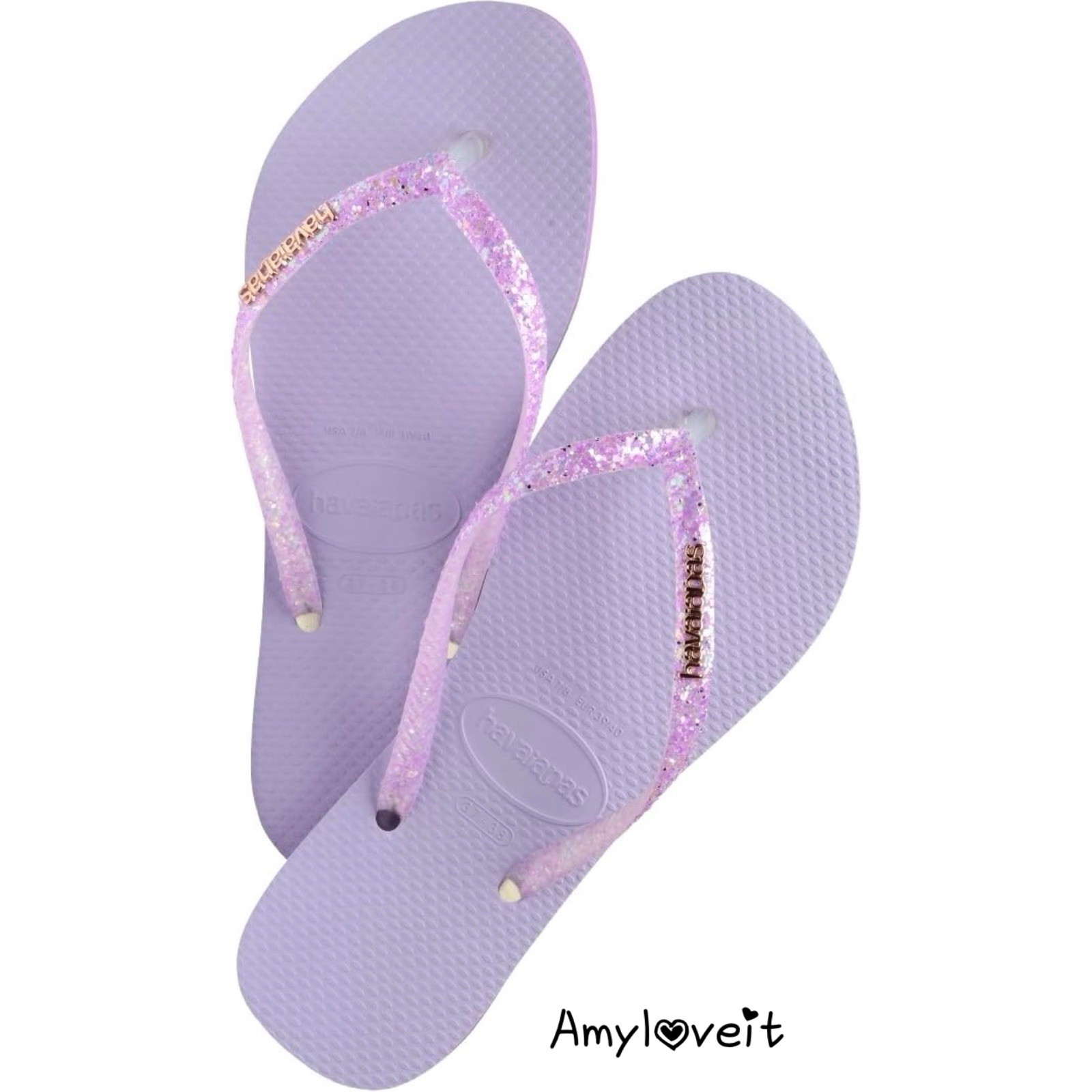Havaianas Slim Glitter Flourish Flip Flops 11/12 NWT