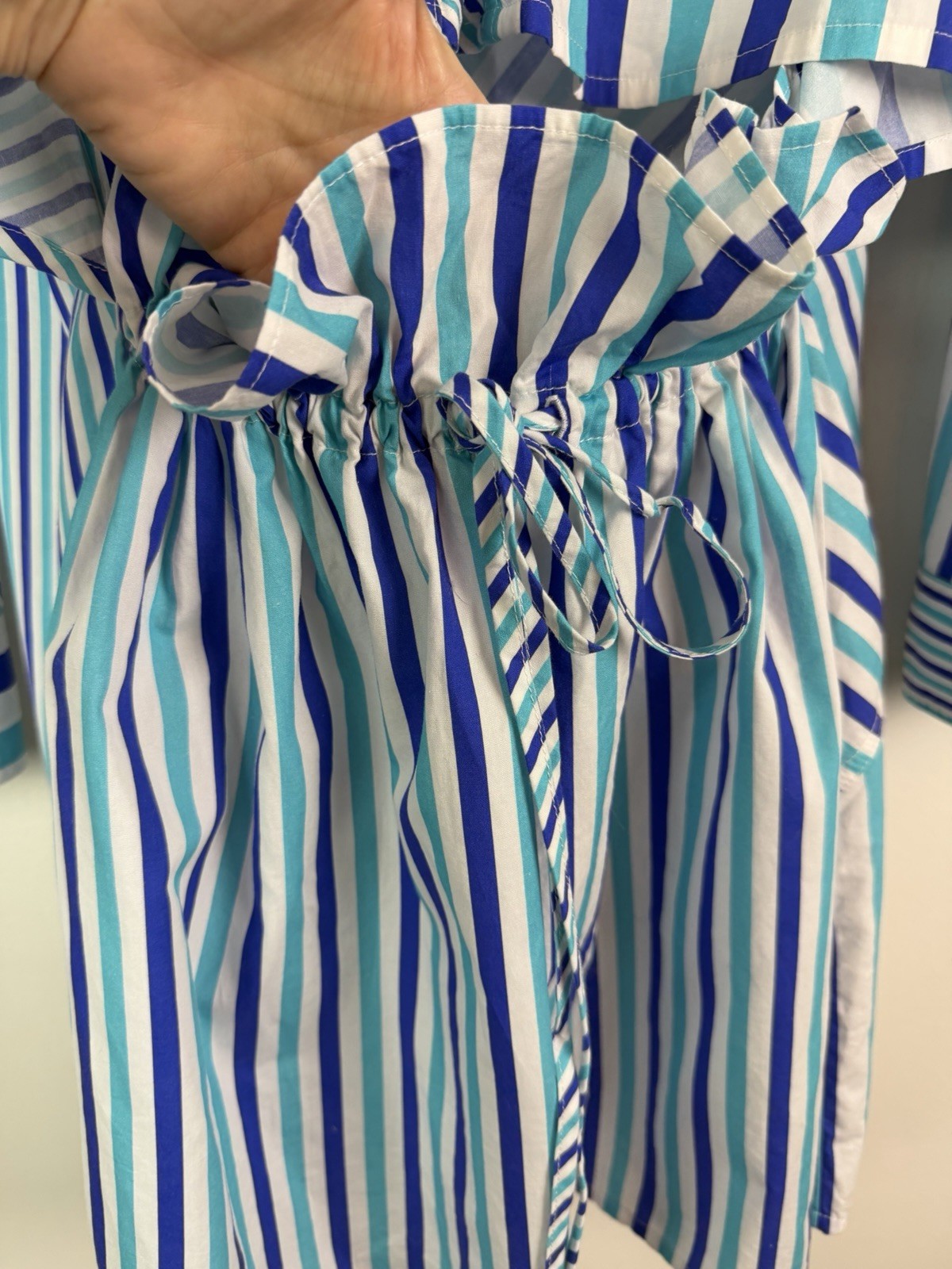 Solid & Striped The Emerson Poplin Shirt Dress in Mixed Stripe Cerulean Size M