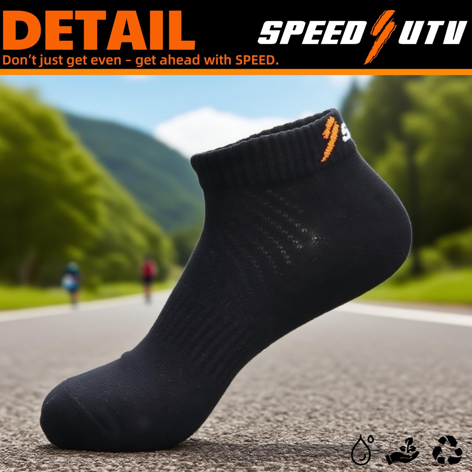 Speed Energy Racing Car Athletic Ankle Socks, Black, Premium One Size, Black