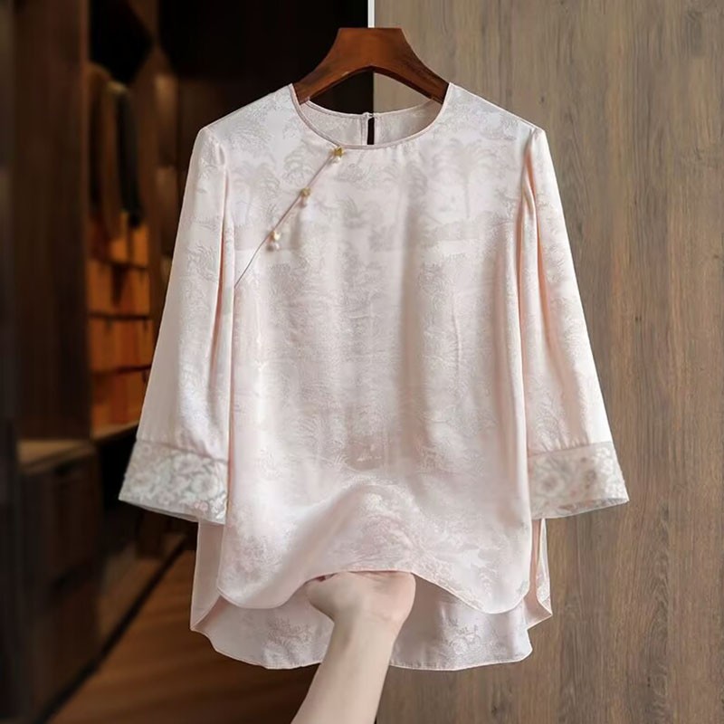 Chinese Style Womens Embroidery Loose Tops Blouse Tang Zhuang Casual Shirts