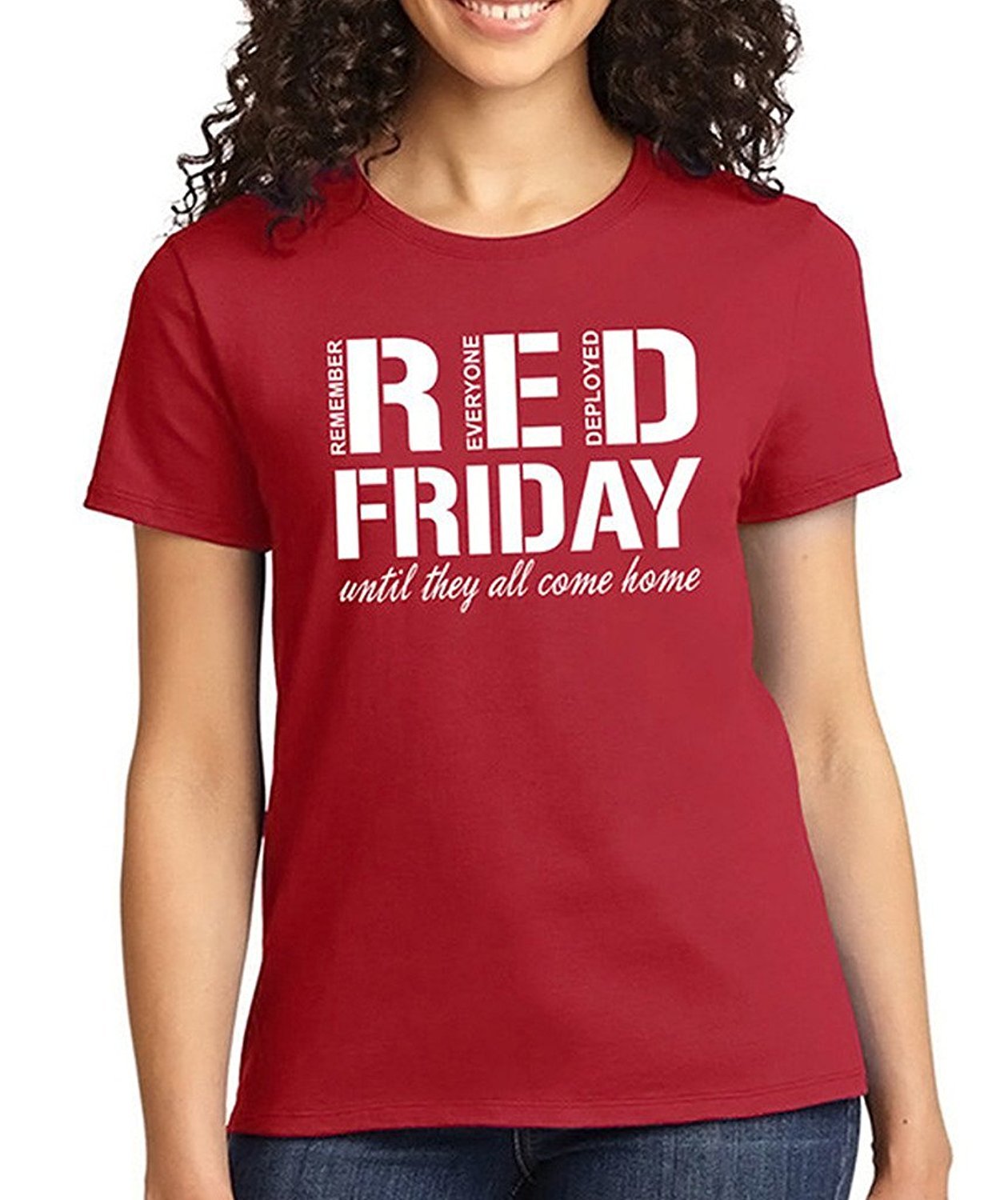 RED FRIDAY Remember Everyone Deployed veteran military Women’s Crew neck T-Shirt