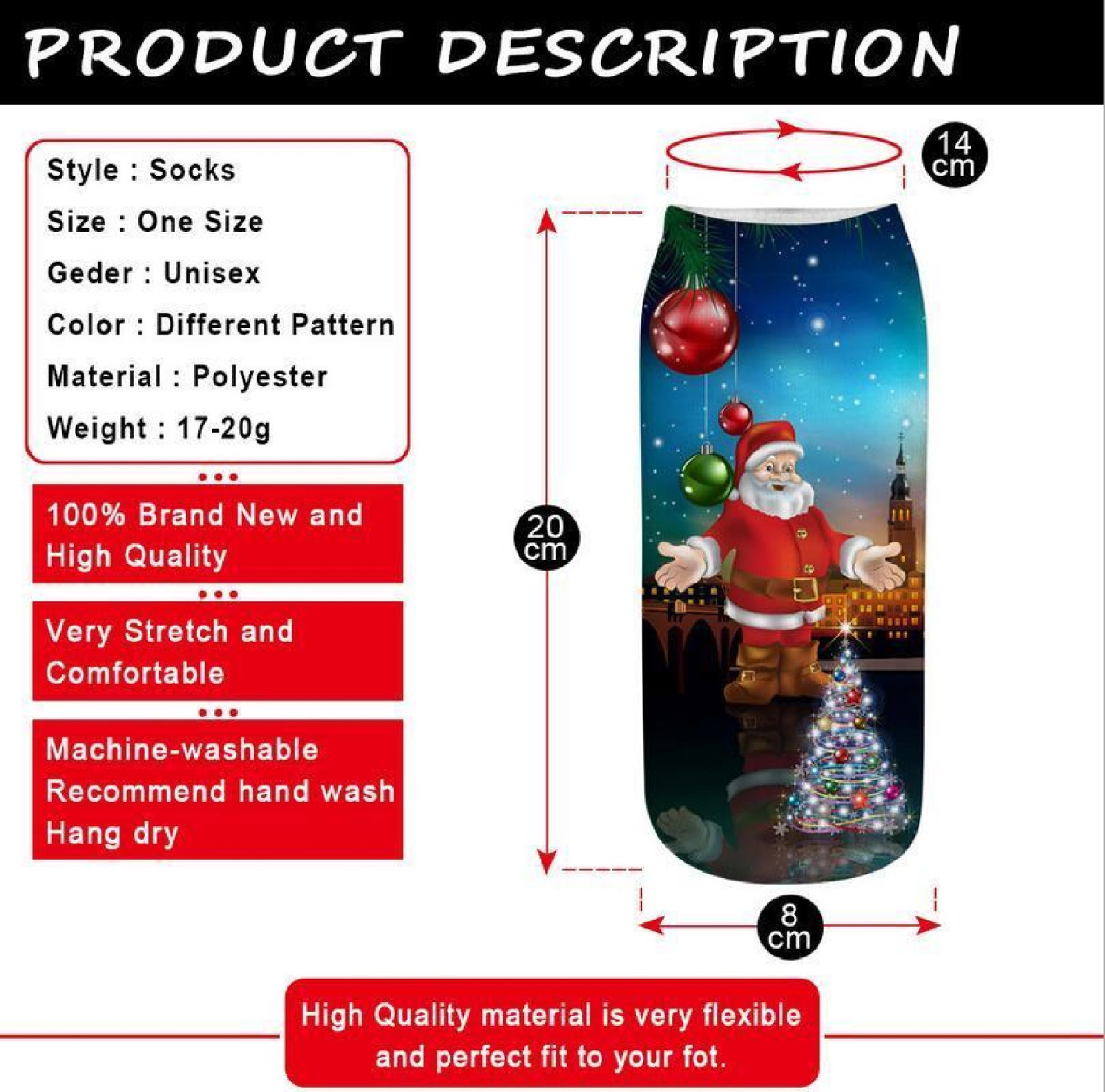 Comfort Stretch Ankle Socks Funny Poo Emoji Alien 3D Fashion Print Free Gift Bag