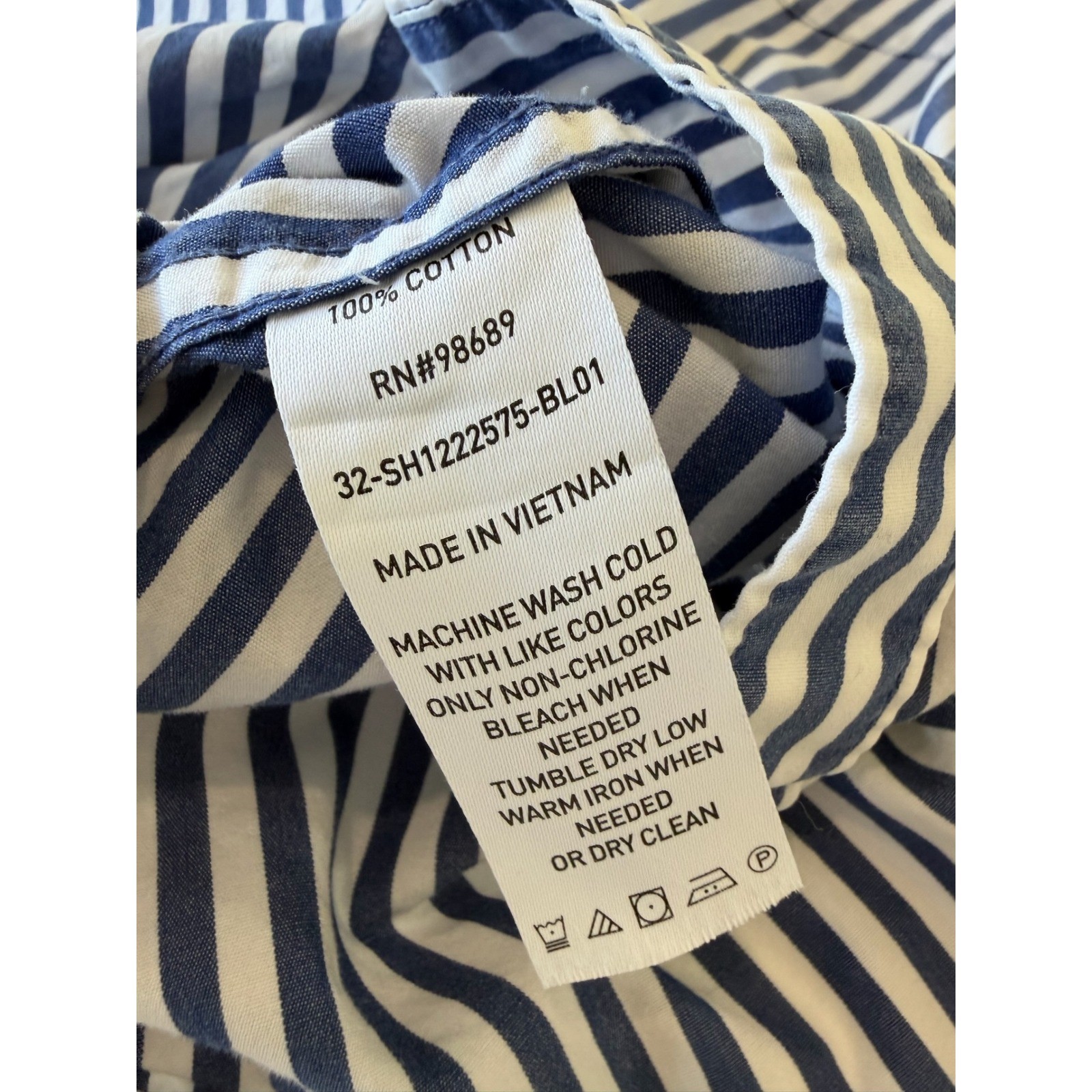 Todd Snyder Mens Blue Striped Button Down Shirt Large Tailored Crisp Poplin