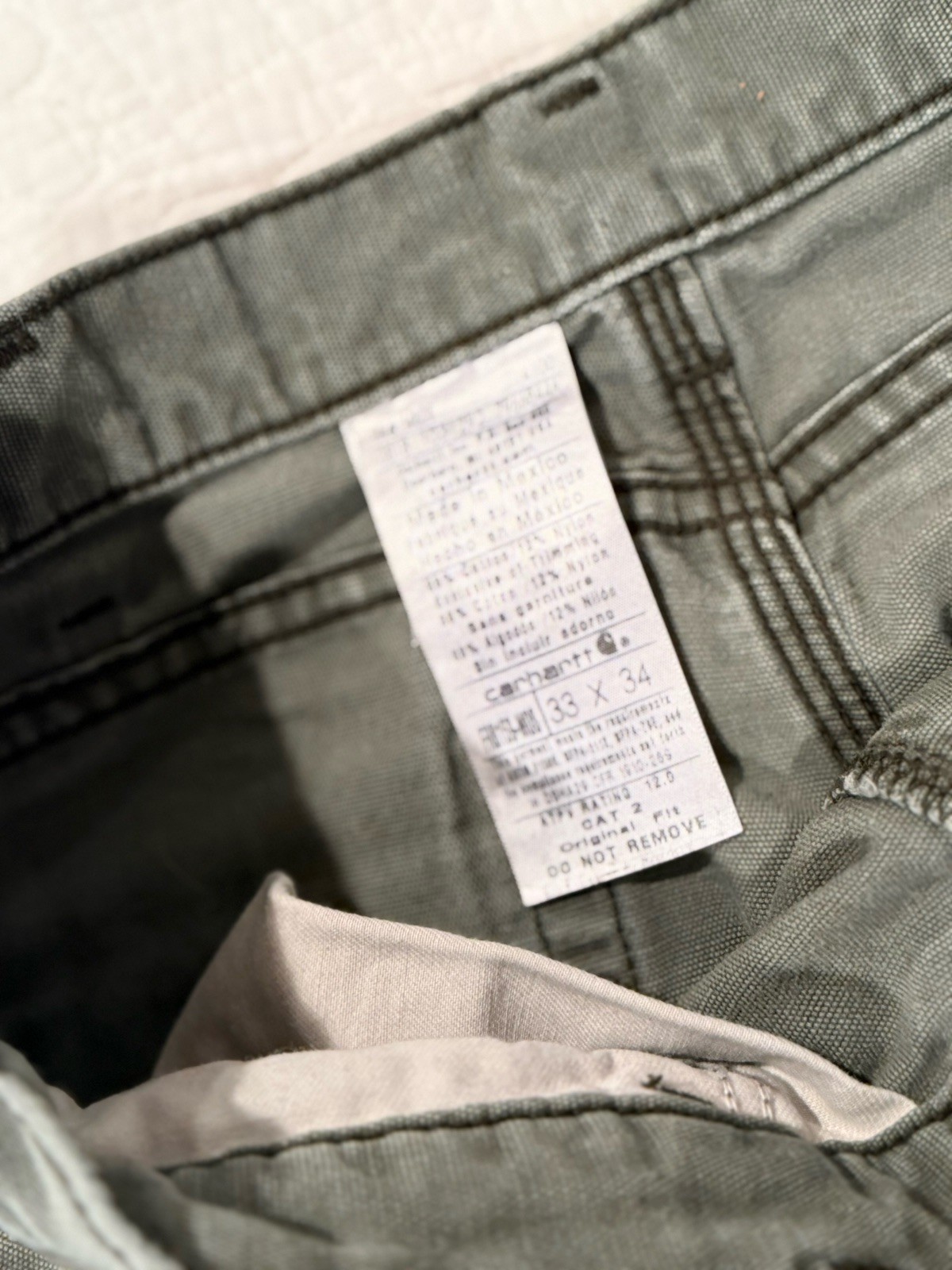 Carhartt FR Pants Mens 33×34 Green FRB159 MOS Fire Resistant Vintage Mexico