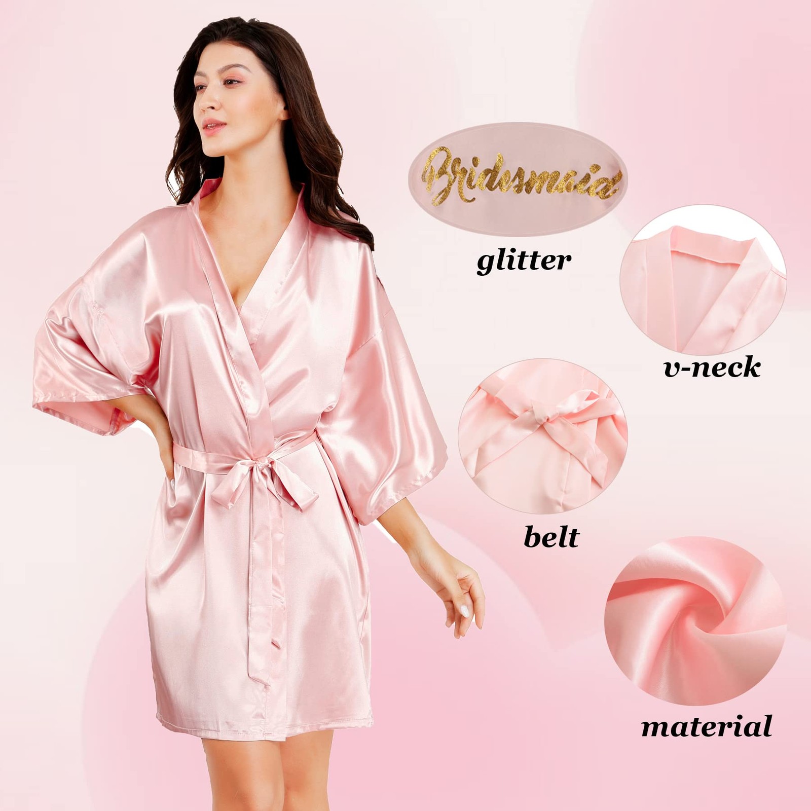 ALHAVONE Bride and Bridesmaid Robes Set of 4/5/6/7/10 Satin Bridal Robe for