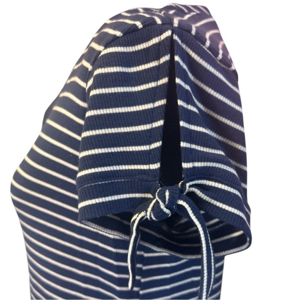 LC Lauren Conrad Navy White Striped T Shirt Dress Tie Sleeve Size S