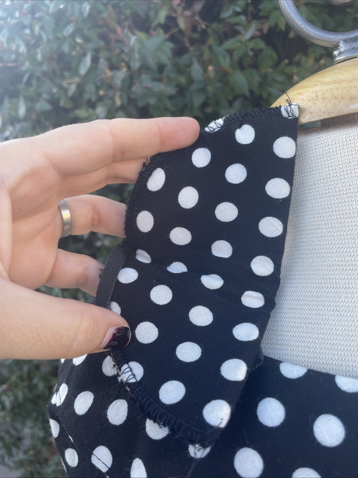 Vintage Polka Dot Mini Dress M Peter Pan Collar Rockabilly Empire Waist Black