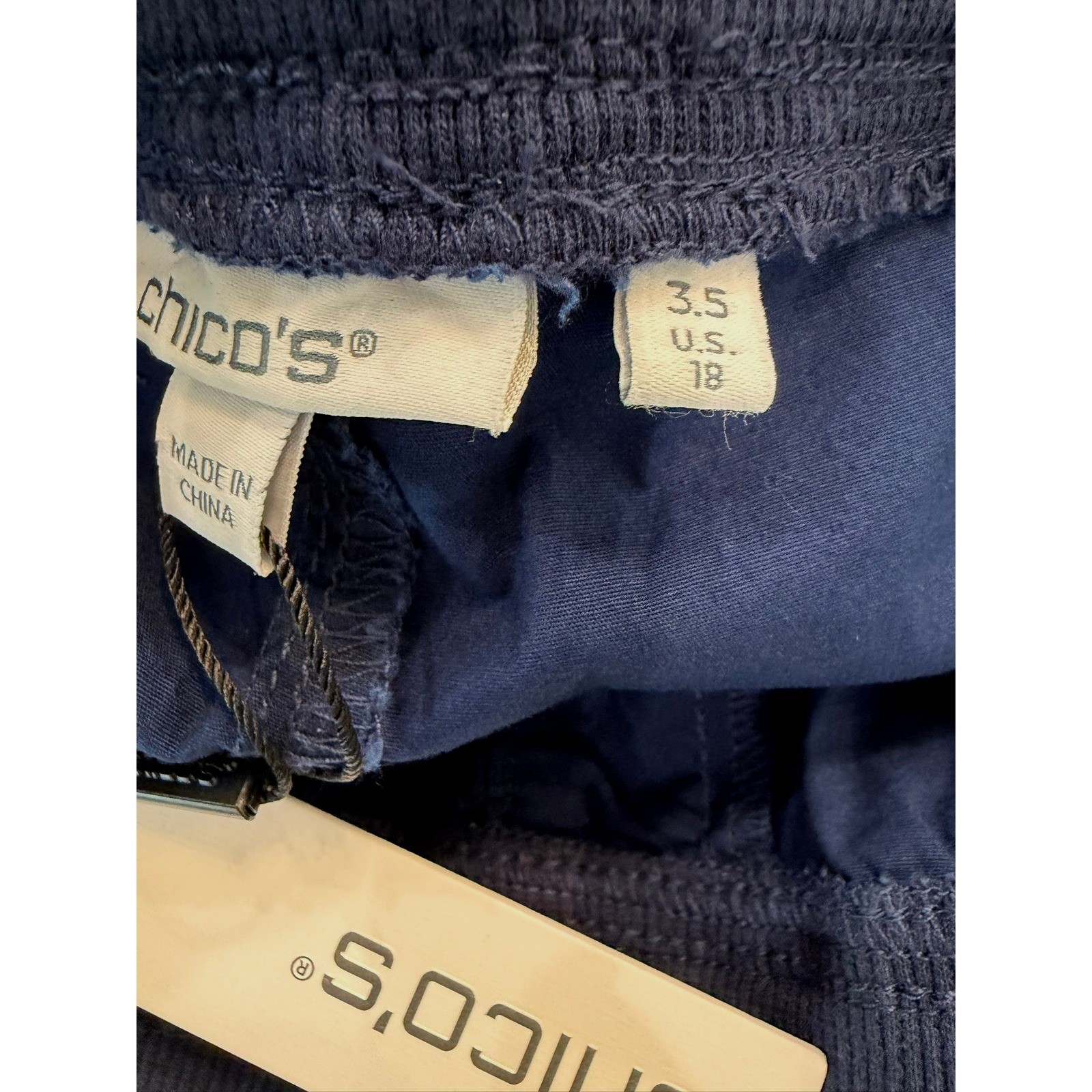 Chicos Pull On Poplin Culotte Wide Leg Crop Pants Navy Blue 3.5 US 18