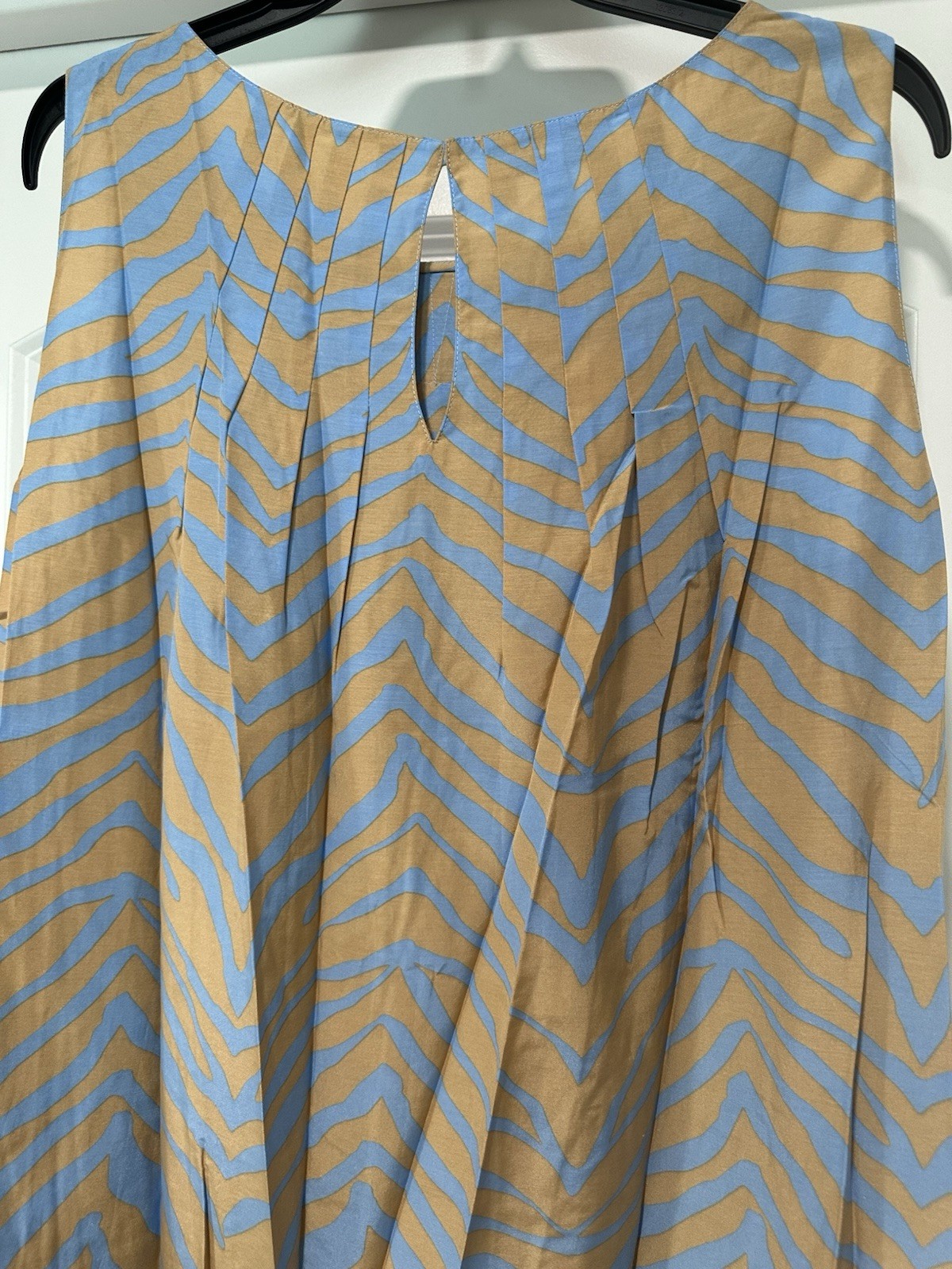 NEW X-Large Lafayette 148 New York Silk Cotton Halle Fresh Blue Tank Maxi Dress