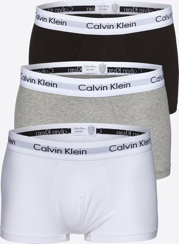 Calvin Klein Men’s Boxer Trunks 3-Pack Underwear Cotton Stretch Black Gray White