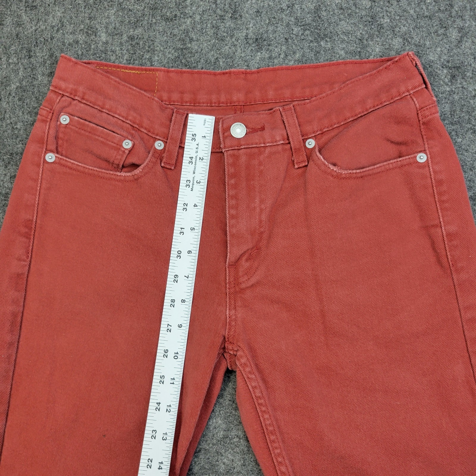 Levis 514 Jeans Mens 30×29 Red Denim White Tab Streetwear Festival Americana