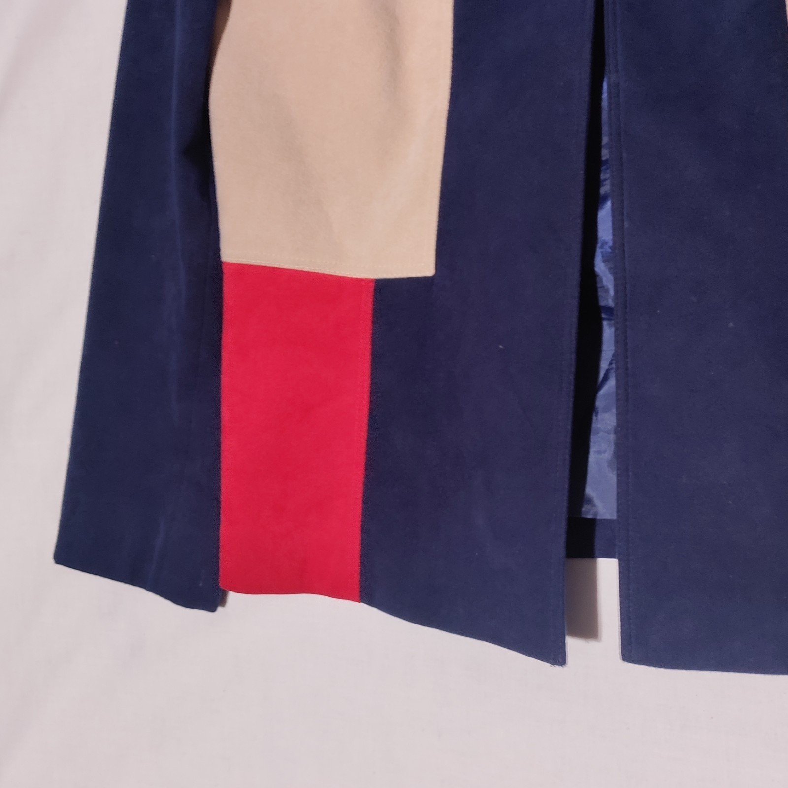 Lilli Ann Purple Red Cream Colorblock faux ultrasuede lined JACKET