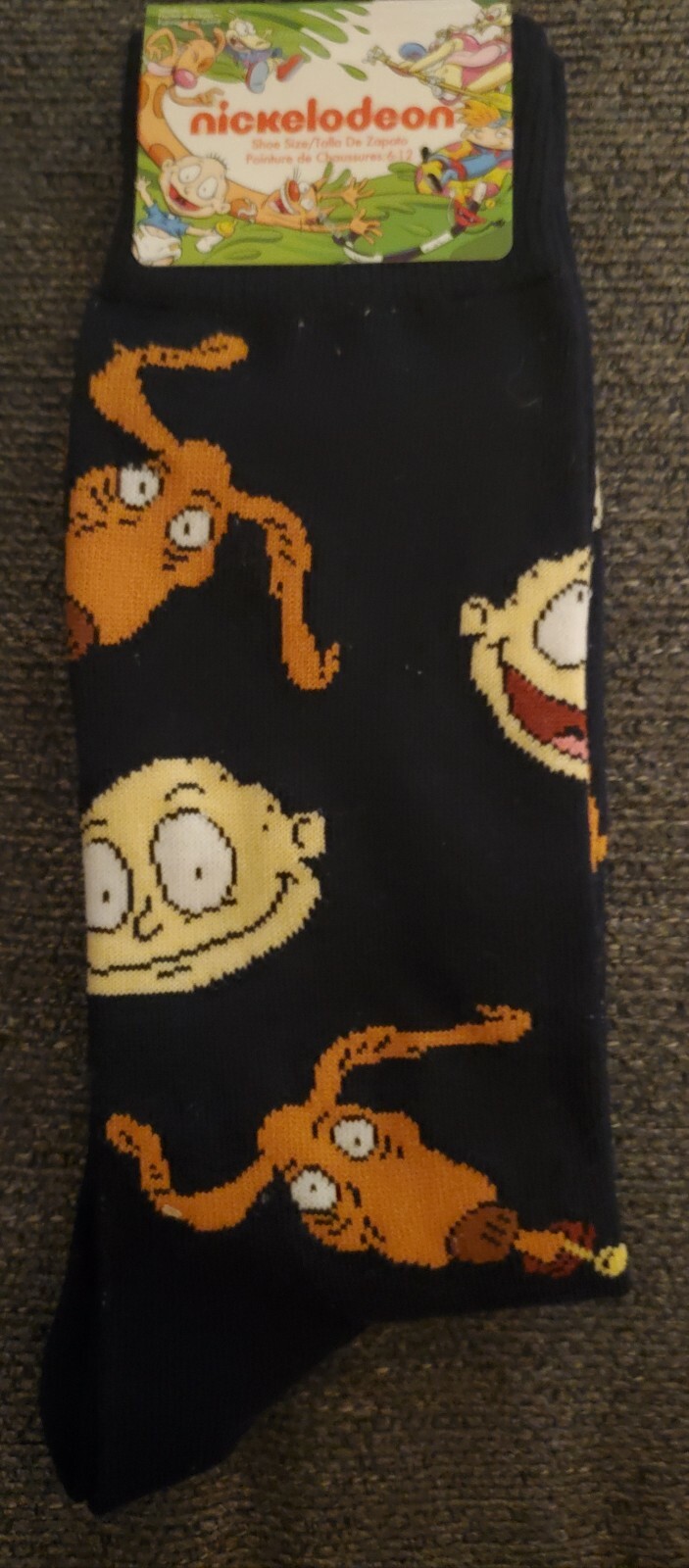 RUGRATS MENS NOVELTY CREW SOCKS SZ 10-13 ONE PAIR NEW FREE SHIPPING XMAS READY