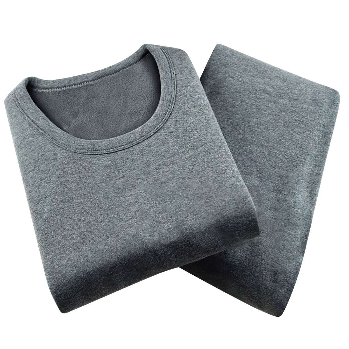 Mens Winter Ultra-Soft Fleece Lined Thermal Top & Bottom Long John Underwear Set