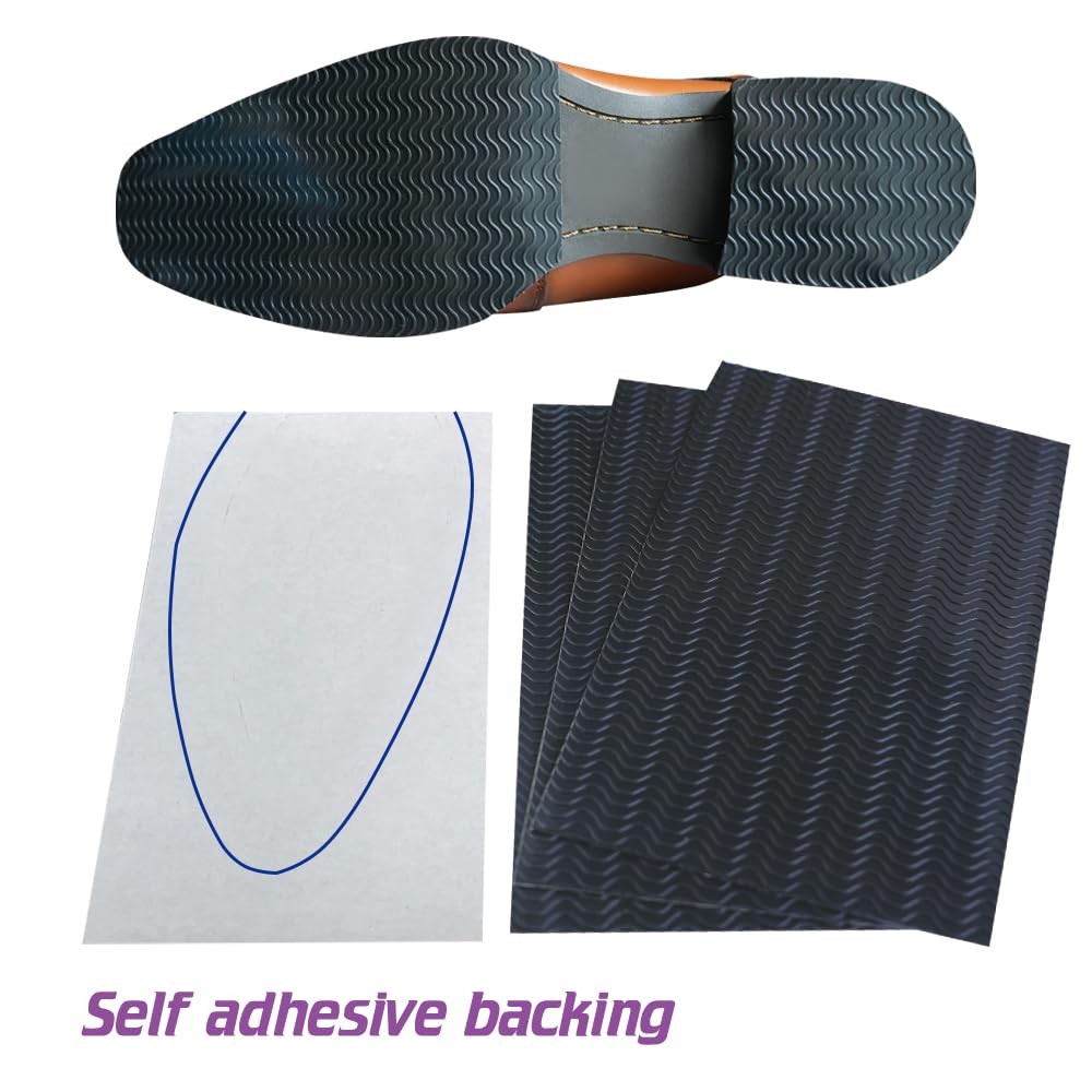 2 Pairs (4 Pieces) Shoe Sole Protectors, Wave Pattern Shoe Bottom and Heel No…