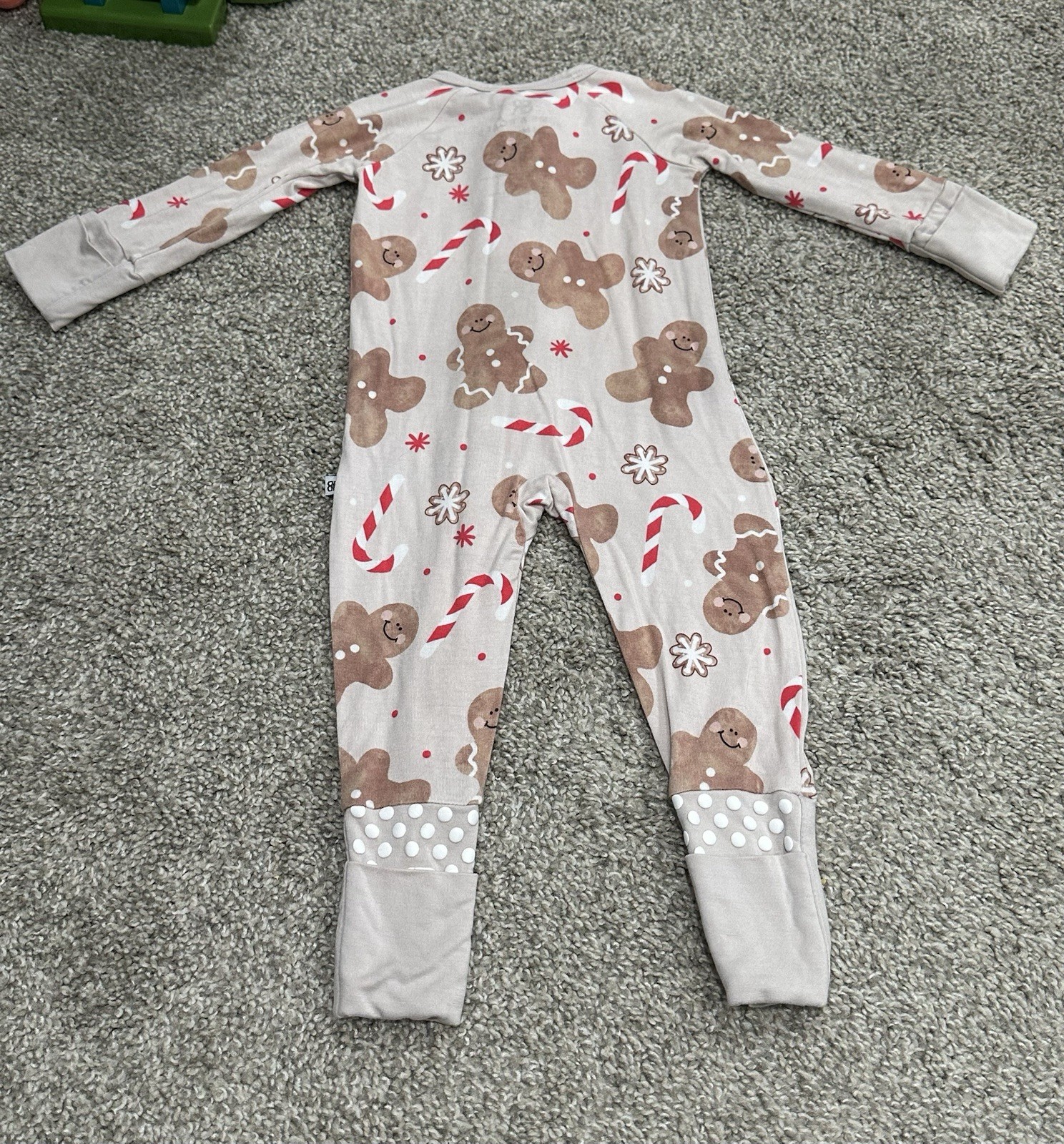 Bums & Roses 3-6 Months Gingerbread Christmas Zip Sleeper One Piece Footless