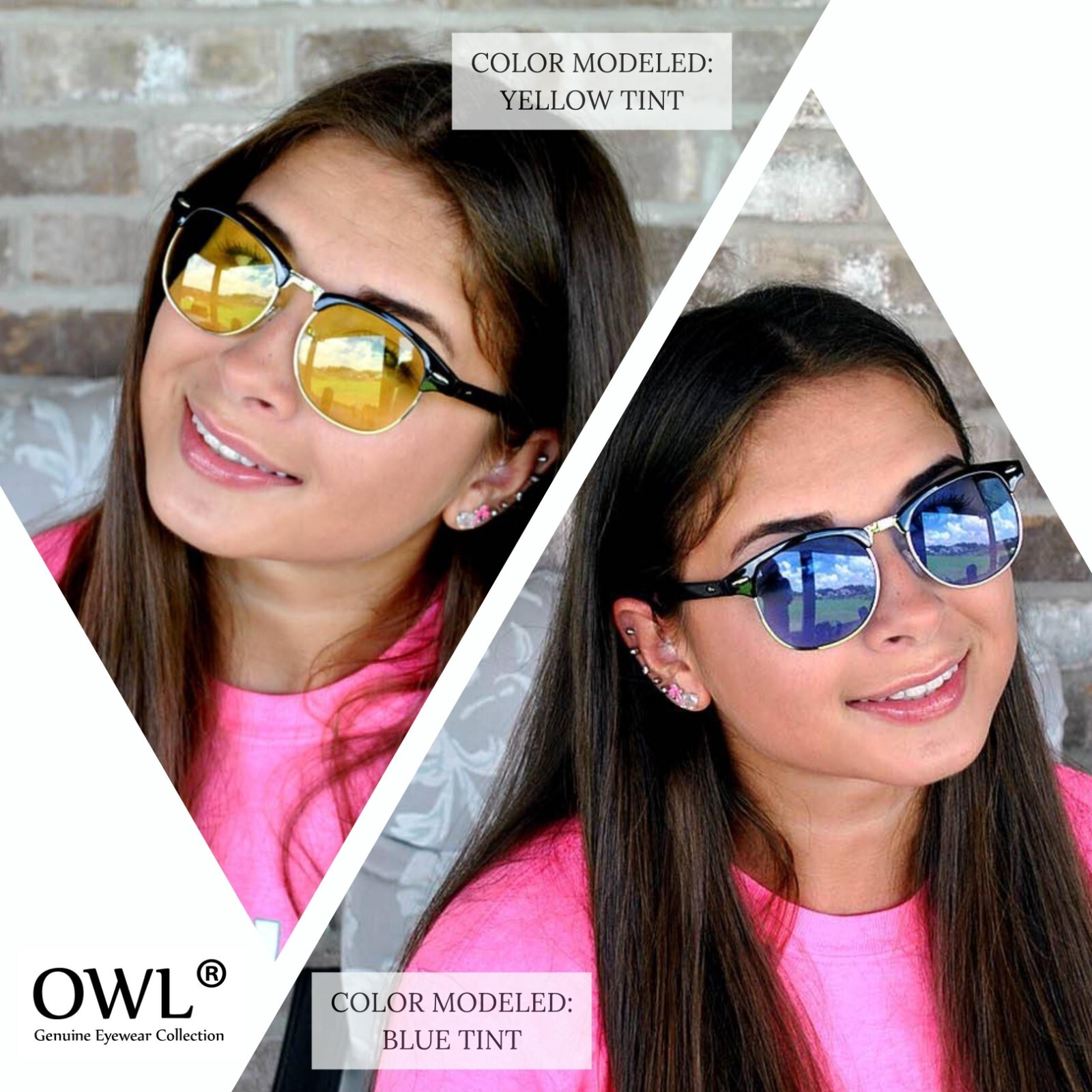 Set of 3 Classic Half Frame Semi Rimless Horn Rim Sunglasses Rimmed Colored Lens