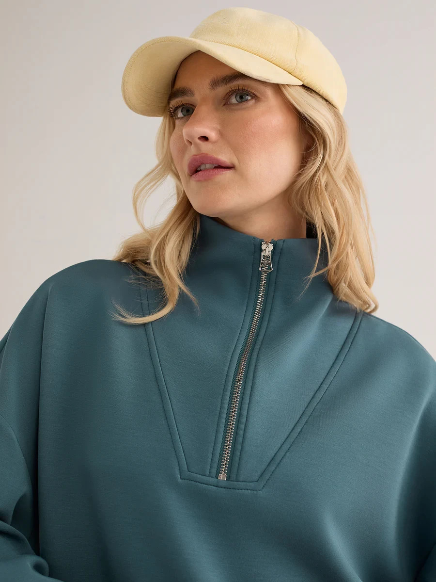 🧡NWT*Varley Hawley Half-Zip Sweater Pullover Women’s Size XXS Mallard Blue $148