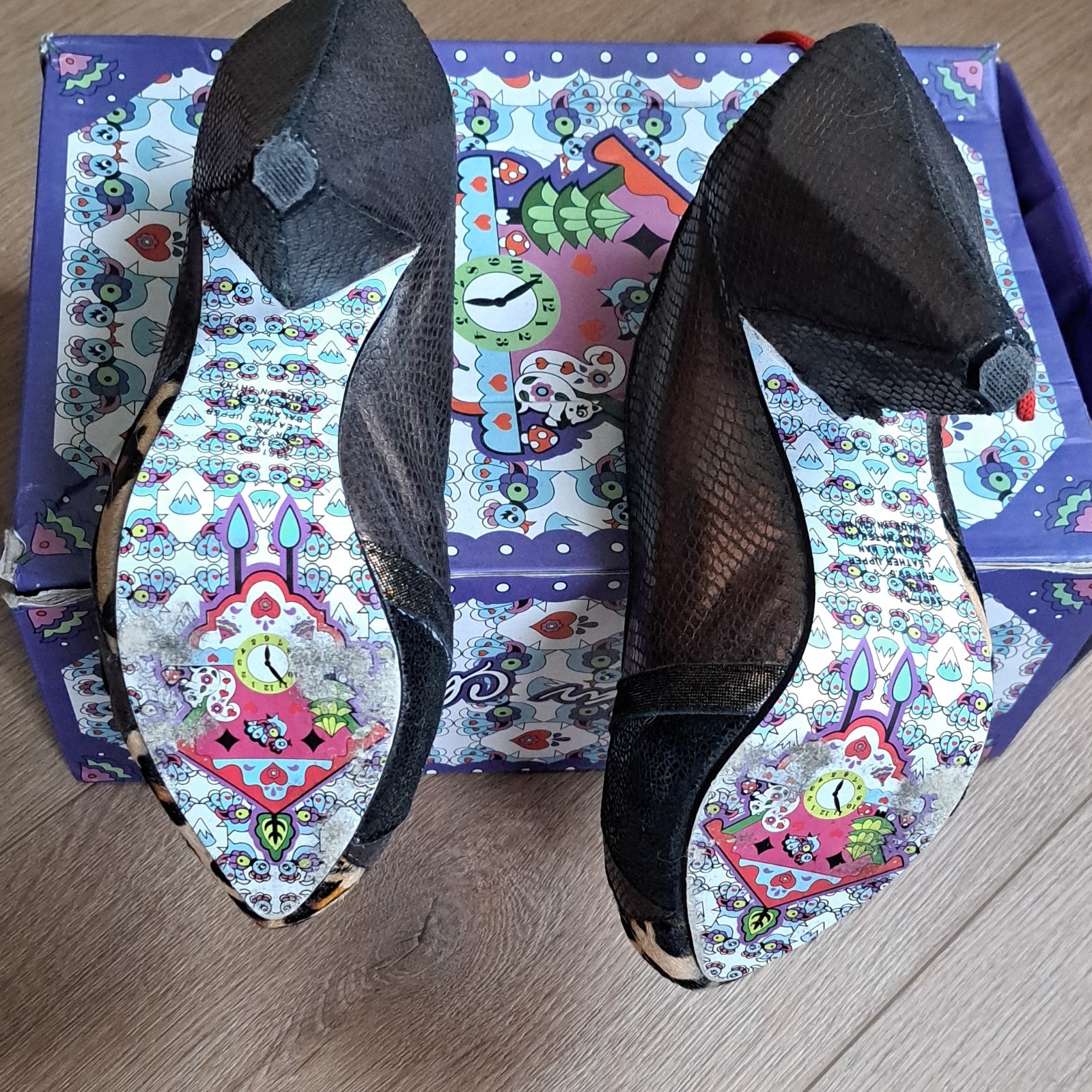 Irregular Choice Women’s Bronze Leopard Wedge Platform Heels US 8.5