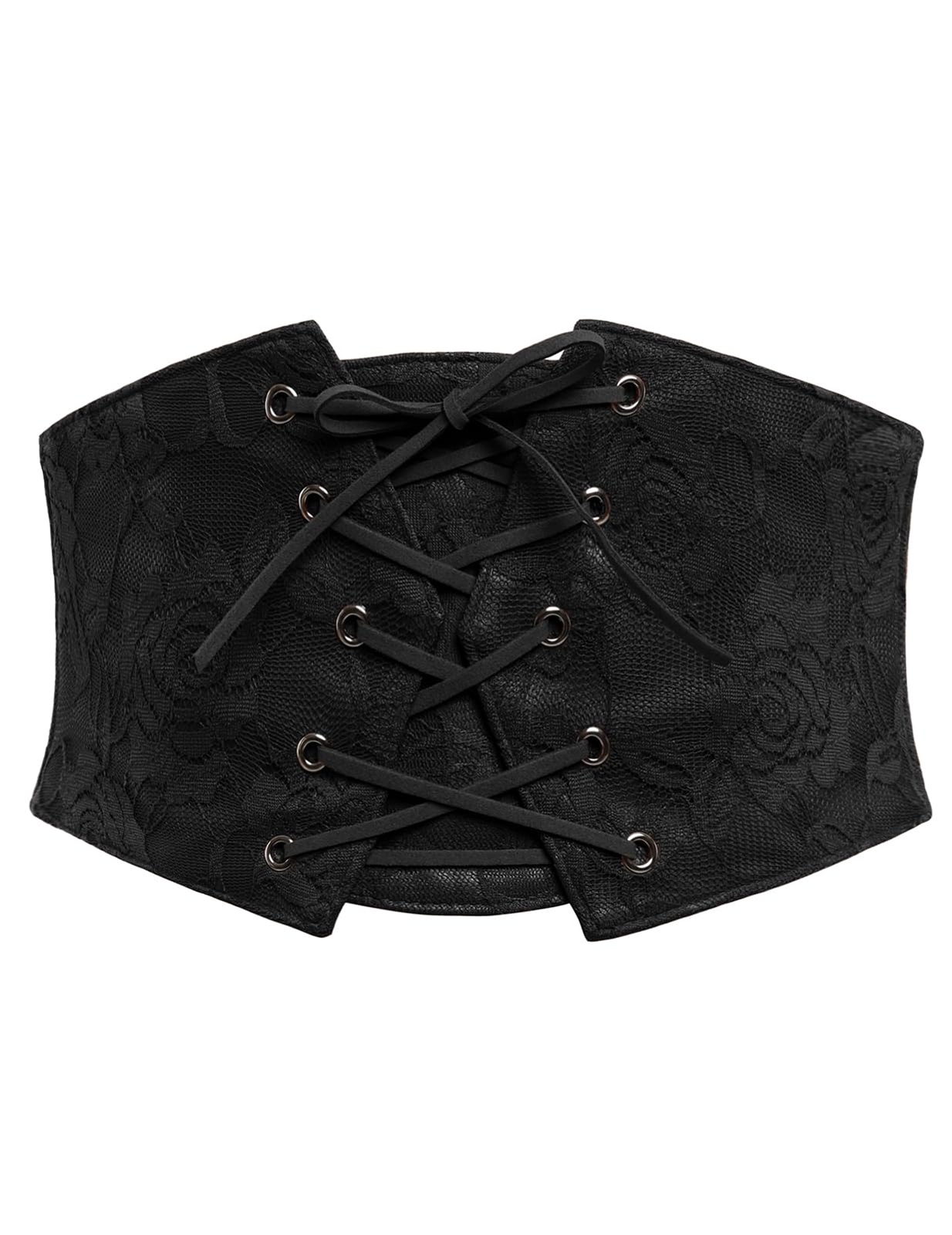 Womens Lace-up Corset Waist Belt Elastic Stretch Wide Band Waspie Underbust Top