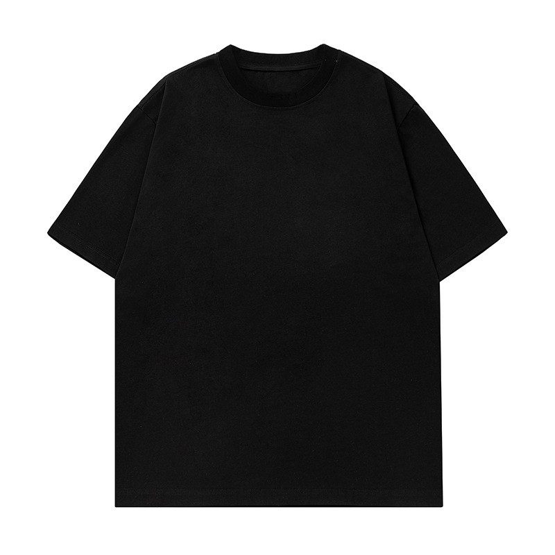 Textured pure cotton short-sleeved solid color casual versatile couple T-shirt