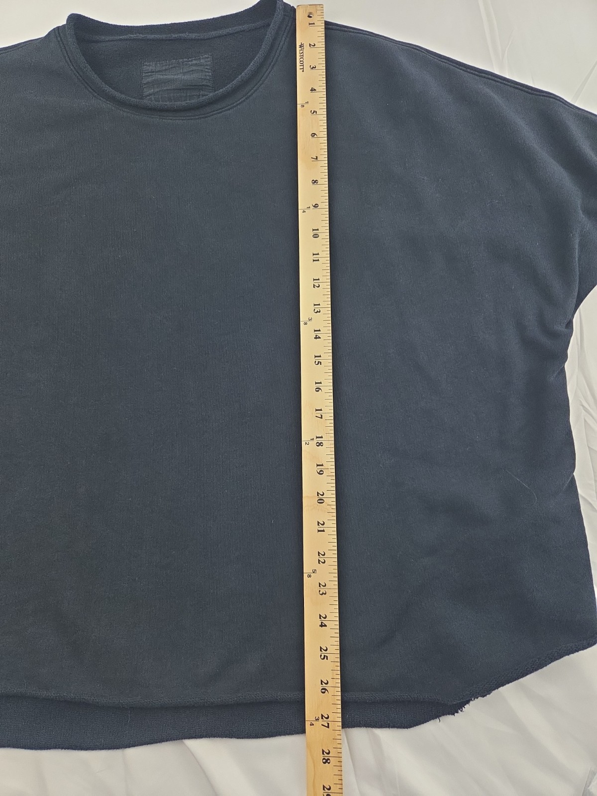 Frank & Eileen Sweatshirt XL Black Effie Capalet Raw-Edge Wide Crewneck