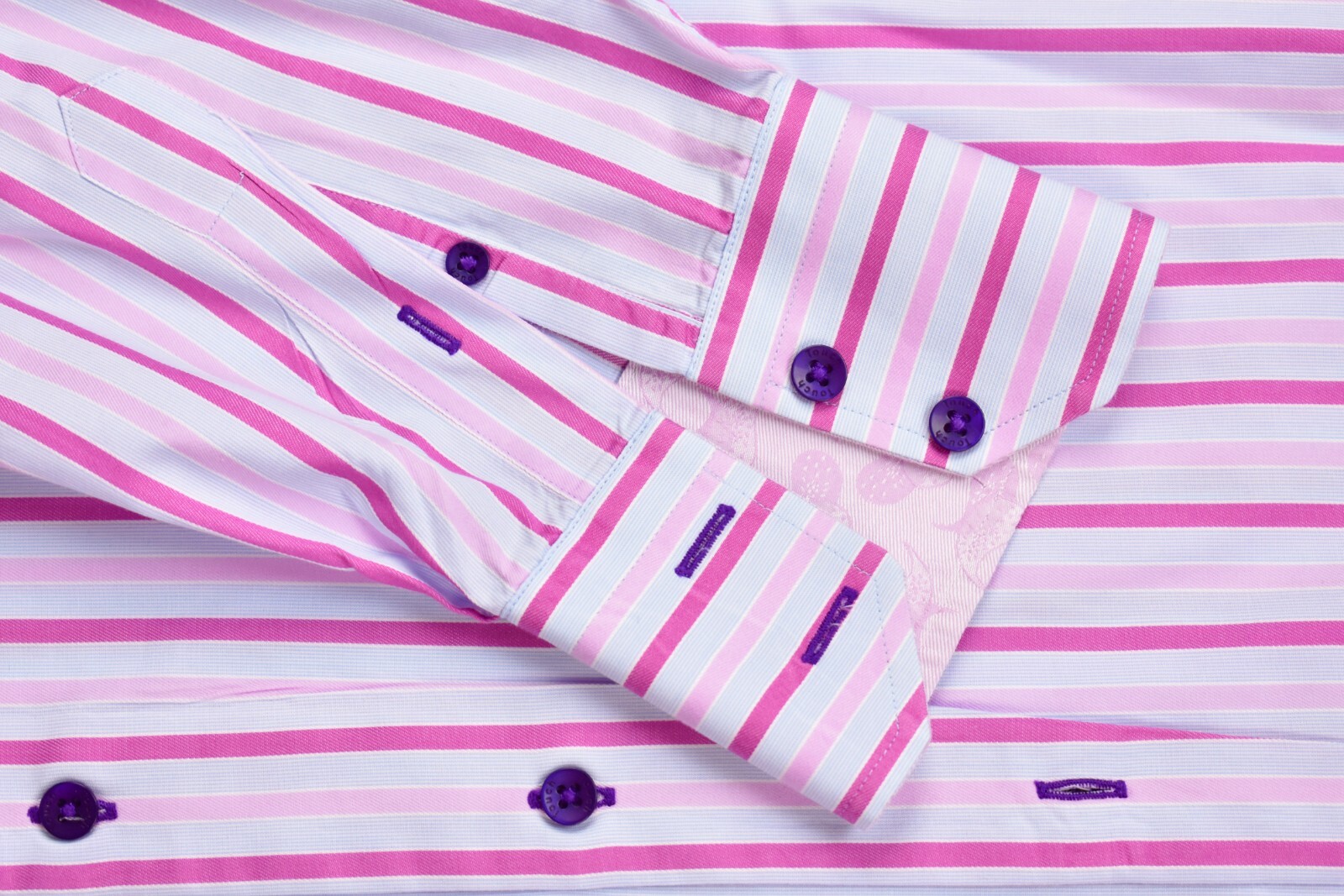 Touch The Collection Pink Striped Spread Collar Dress Shirt Size: Large