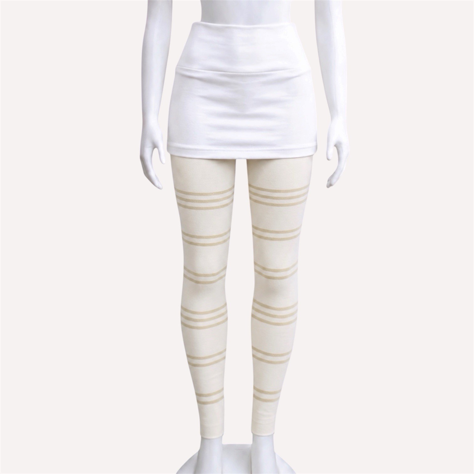 H&M Athleisure gold & cream Striped glittery footless tights size XS