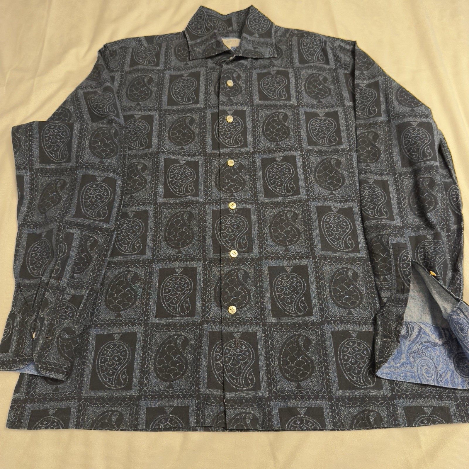 Emmett London Men’s Slim Fit Long Sleeve Shirt 100% Baumwolle Cotton Size Large
