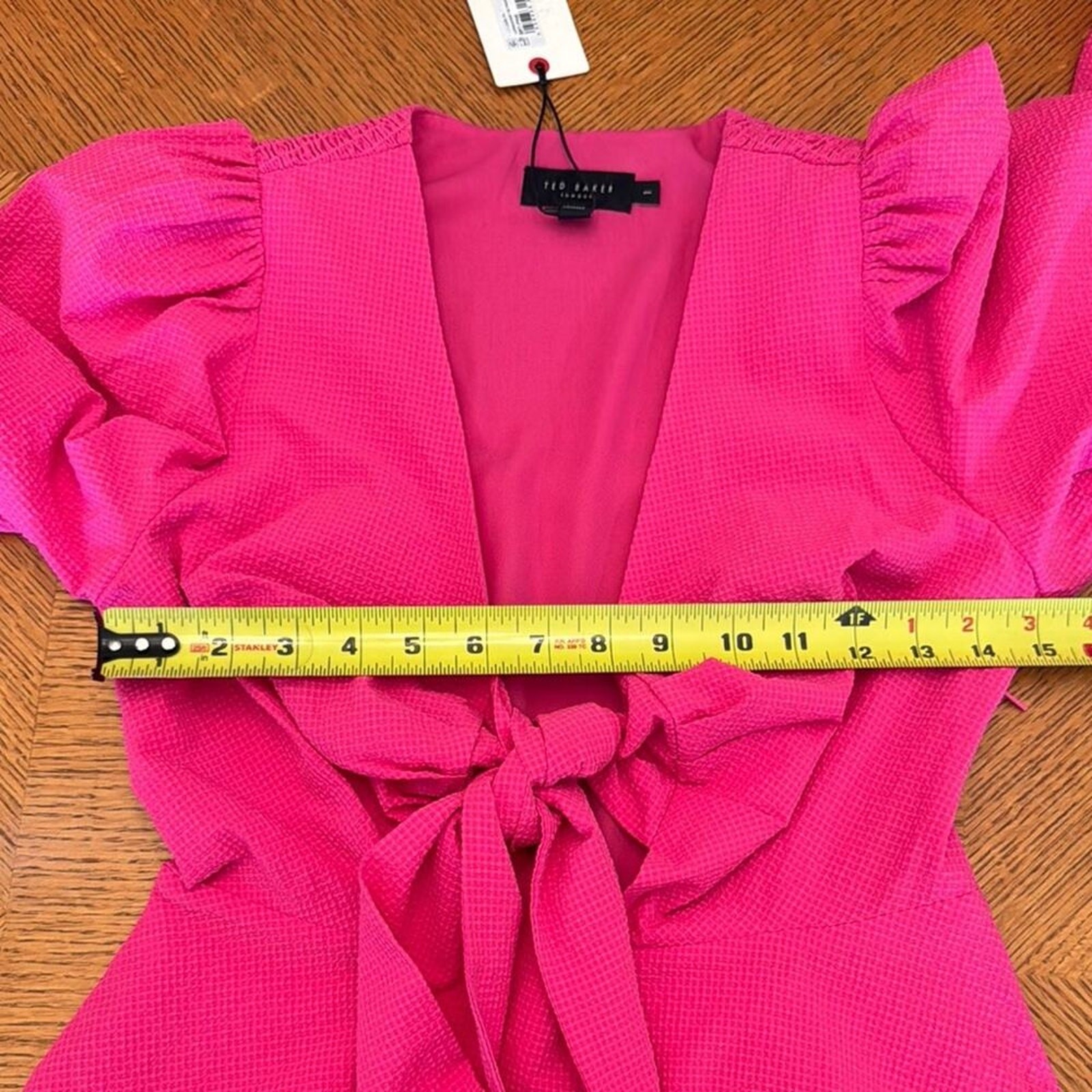Ted Baker Hot Pink Tie-Front Mini Dress