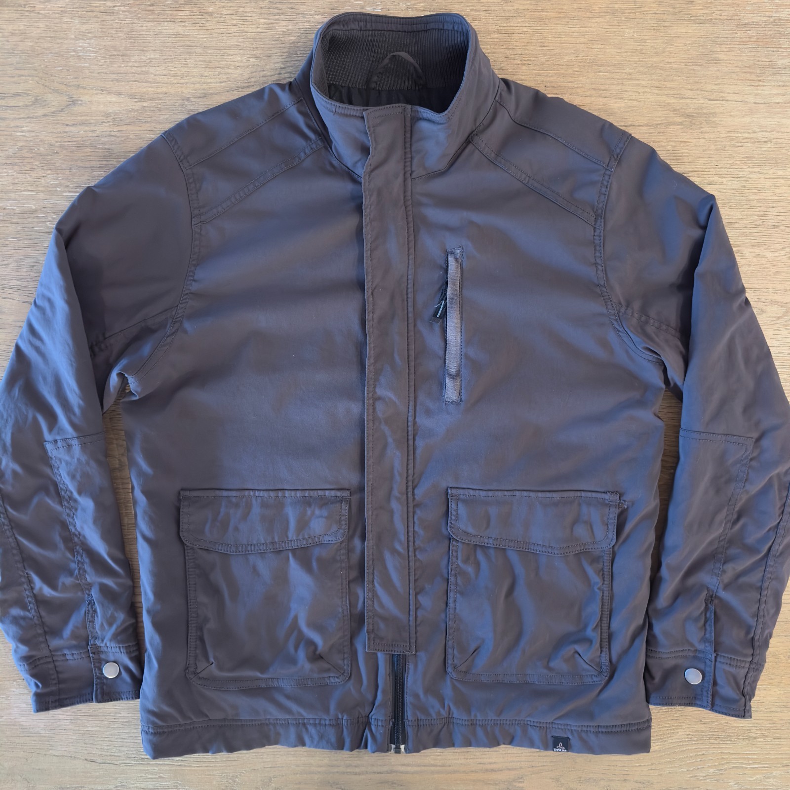 Prana Charcoal Insulated Field Jacket-Men’s Size M-Grey-Heavyweight-Stand Collar