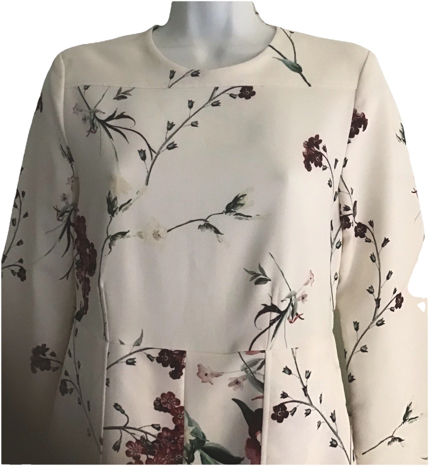 ZARA MADE IN MOROCCO MULTICOLORED FLOWER 3/4 SLEEVE ABOVE KNEE DRESS SIZE- Smal