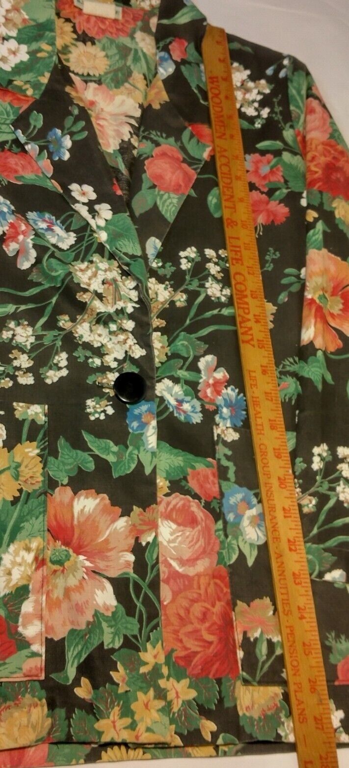 Vintage Willow Ridge Blazer Womens Size 6 Floral Peony Morning Glory Cottagecore
