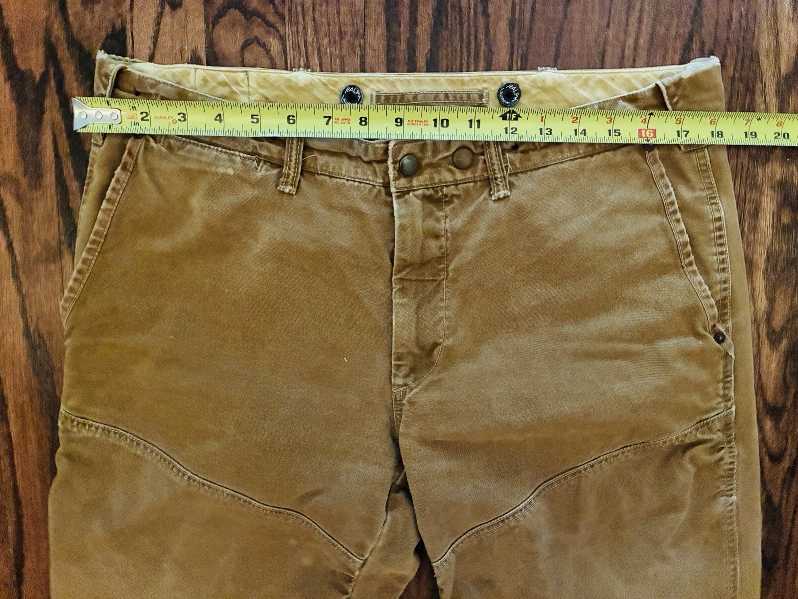 Vintage Polo Ralph Lauren Double Knee Waxed Canvas Pants Hunting Tan 34×32