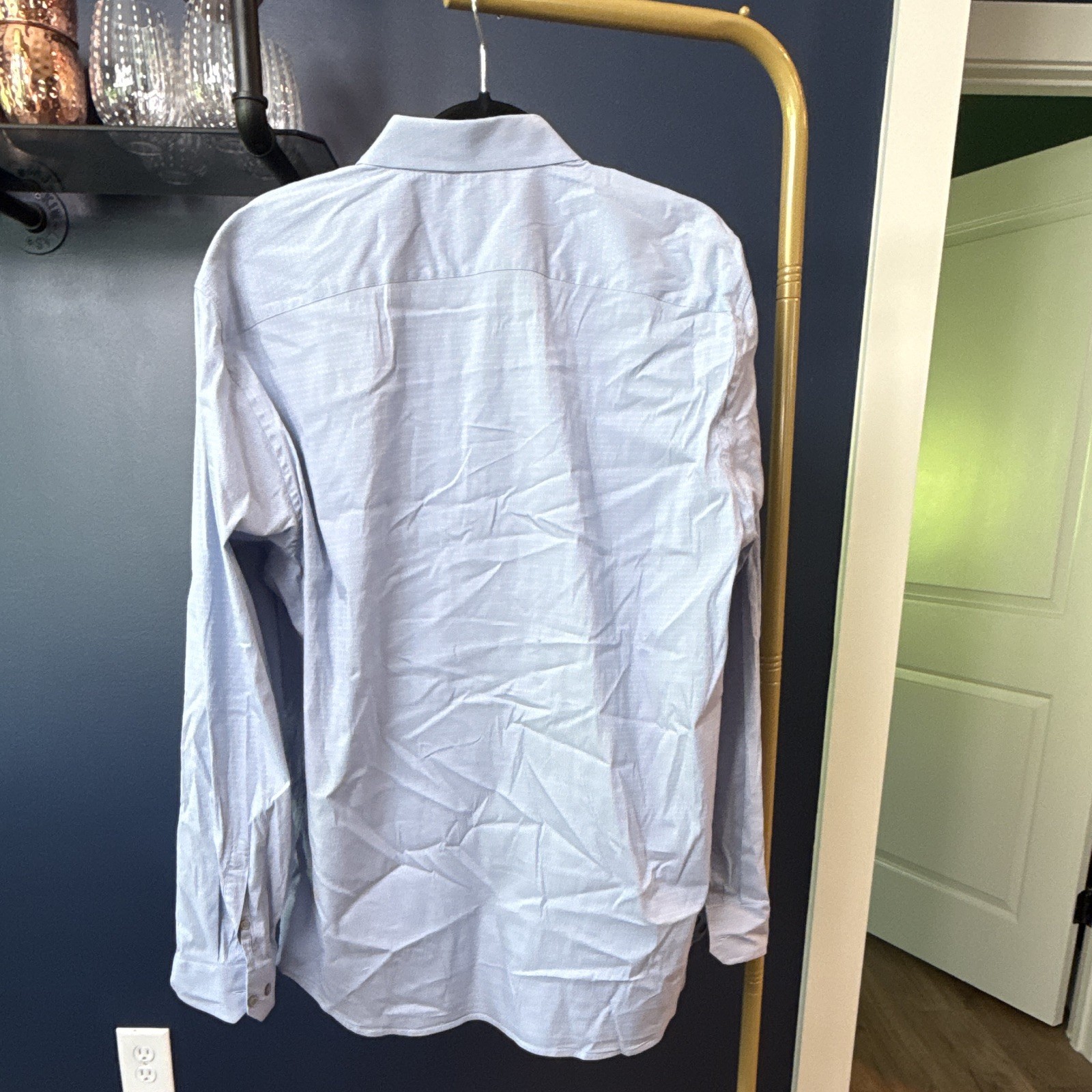 Banana Republic Slim Fit Light Blue Striped Dress Shirt XL 17-17 1/2