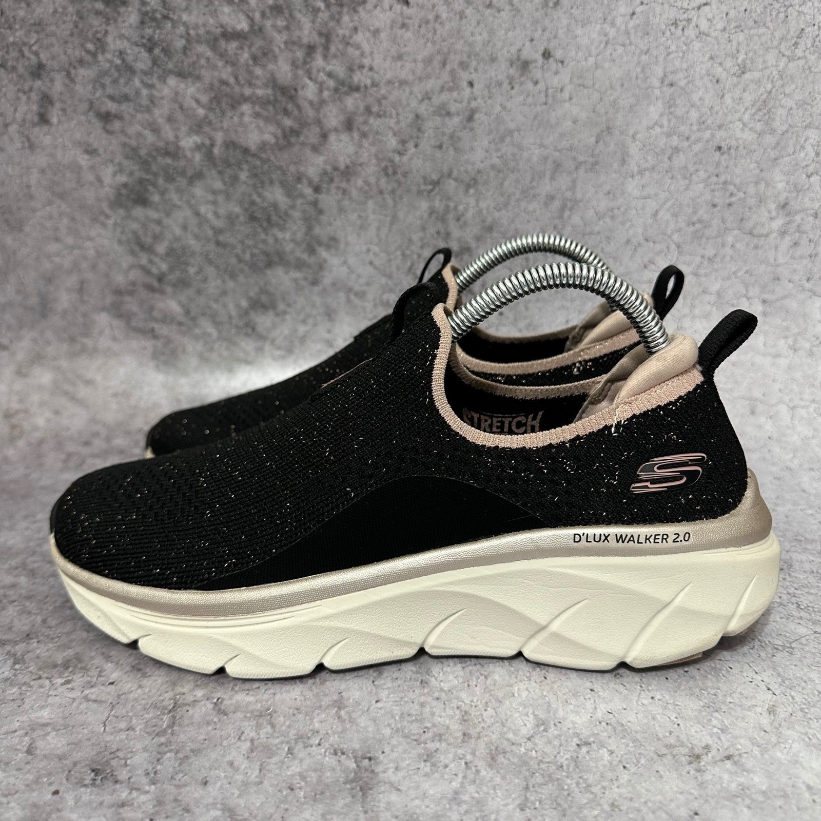 Skechers D’Lux Walker 2.0 Sneakers Womens 8.5 Glitter Sparkle Forever Slip On