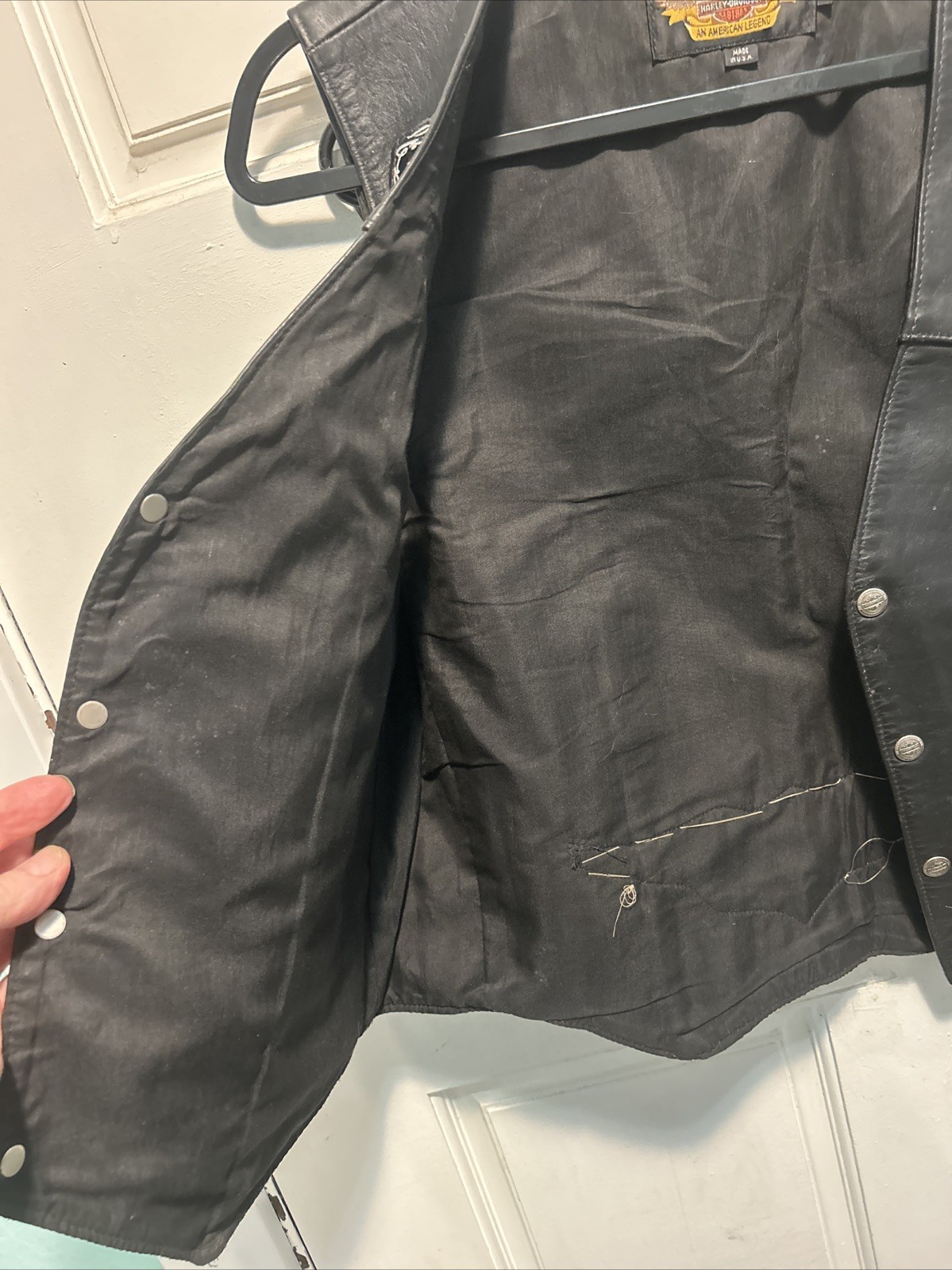 Harley Davidson Leather Vest Wings Logo Men’s M USA Vintage 80s 90s
