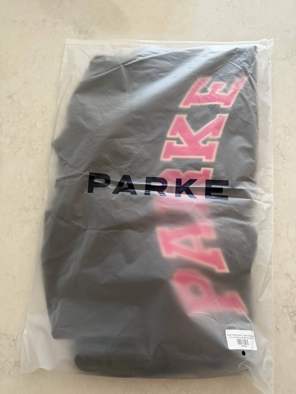 Size S/M Parke Dunkin Donuts Varsity Mockneck Espresso Brown Pink NEW IN HAND