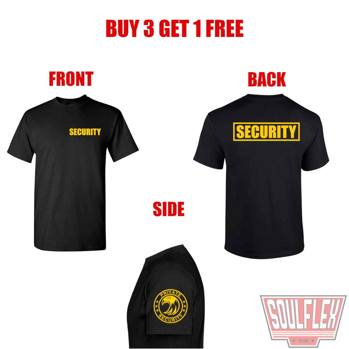 Security T-shirt Men’s short sleeves black 50/50 Poly Cotton Security Officer