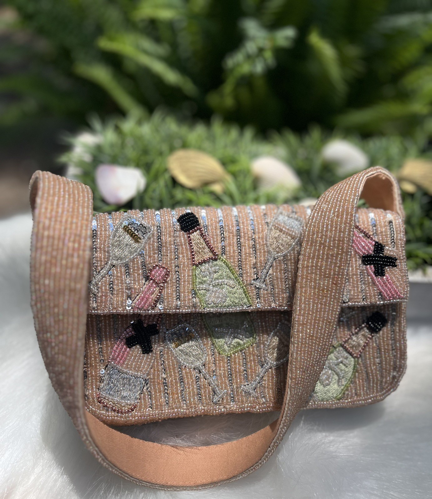 ANTHROPOLOGIE FIONA Beaded Handbag FOOD & DRINK EDITION Pink Champagne SOLD OUT