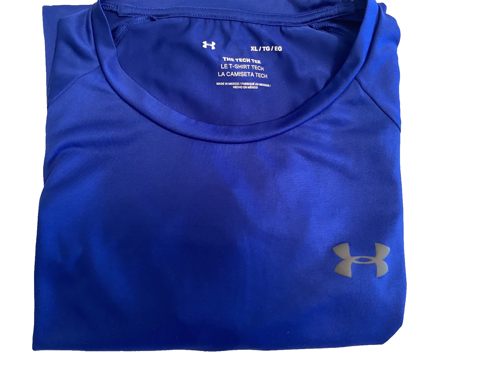 UNDER ARMOUR TECH TEE LOGO TEE SHIRT, BLUE, SIZE: XL, PRE-OWNED + FREE SHIP!