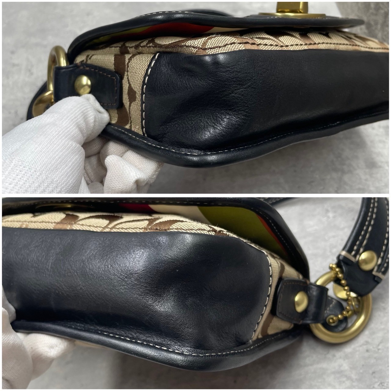 Coach 10335 Legacy Shoulder Bag Turnlock Signature Used Authentic Vintage Black