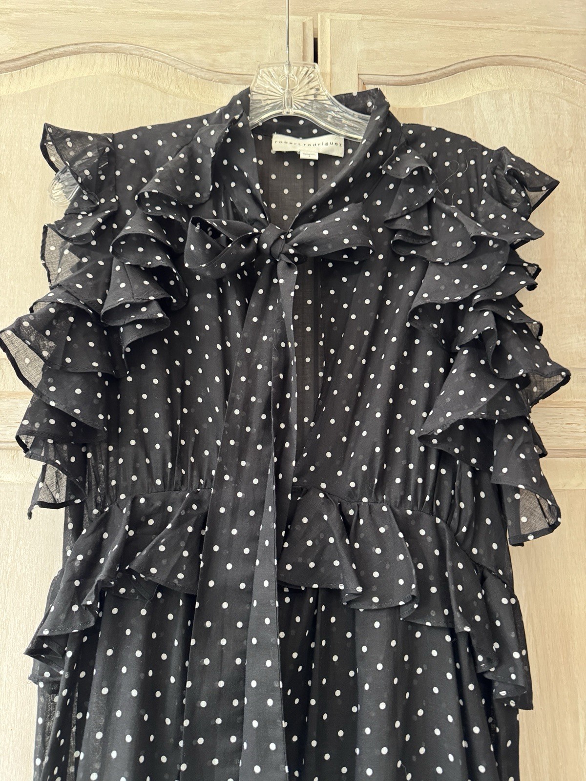 Robert Rodriguez 2-Piece Black & White Polka Dot Sheer Dress with Slip Size 6